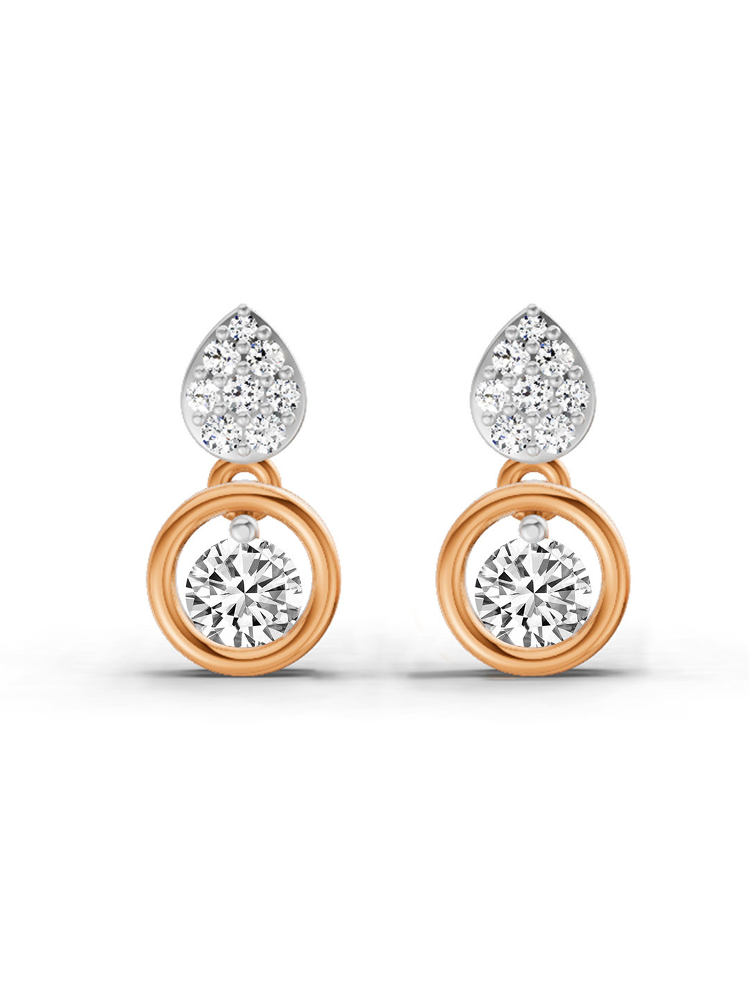 Sparkles 14K Rose Gold Lab Grown Diamond 0.65 Carat Round Shape Earrings