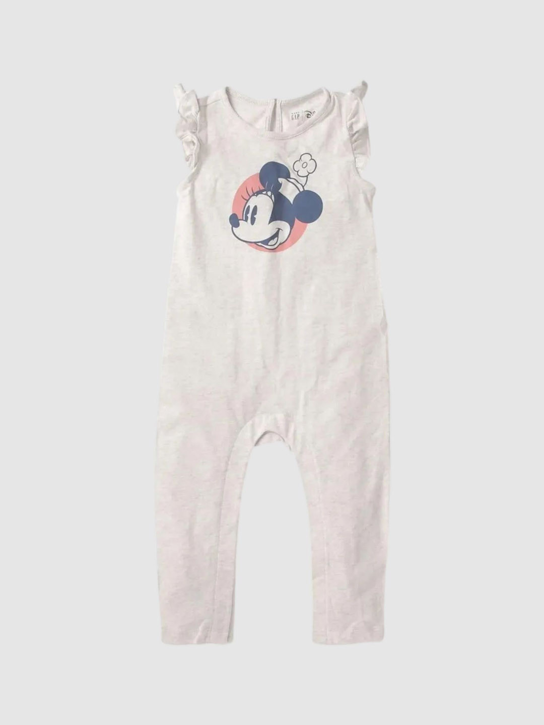 GAP Infant Girls Mickey Mouse Printed Pure Cotton Short Flutter Sleeve Romper