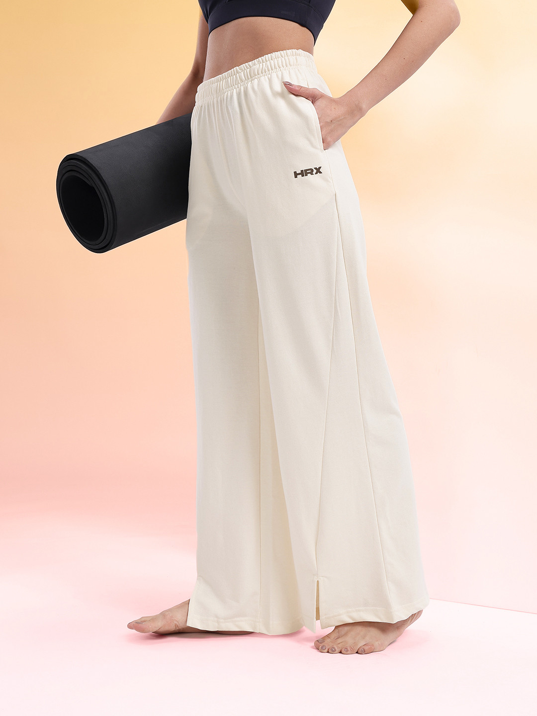 HRX by Hrithik Roshan Women Wide-Leg Yoga Track Pants with Front Slits