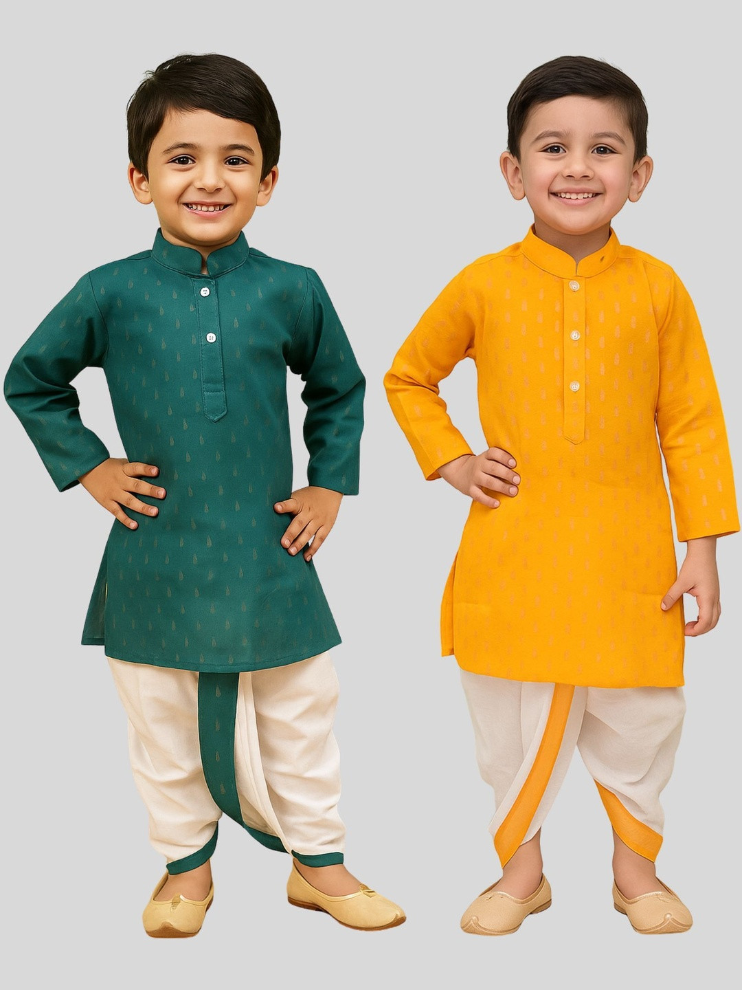 Covetus Boys Thread Work Kurta With Dhoti Pants(Pack Of 2)