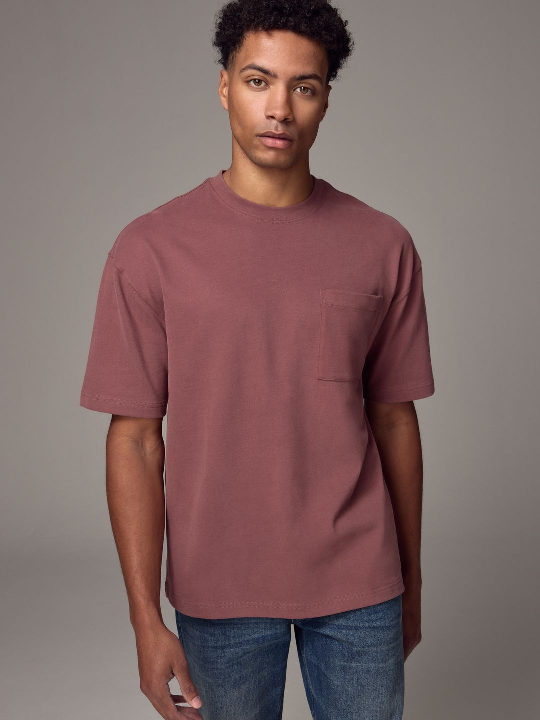 NEXT Drop-Shoulder Sleeves Pure Cotton Relaxed Fit T-shirt