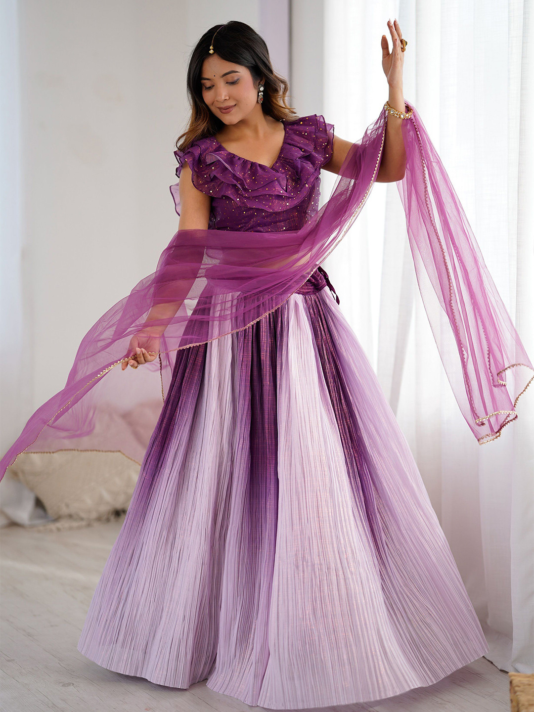 Ethnic Yard Embellished Ready To Wear Silk Lehenga & Blouse With Dupatta