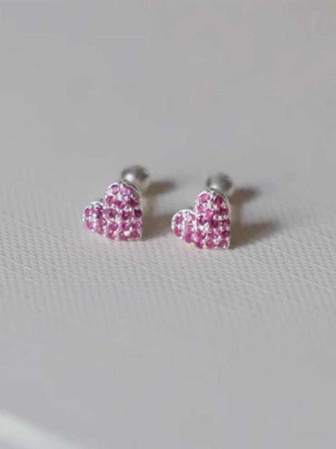 Anushka Jain Jewellery 925 Sterling Silver Ruby Heart Shaped Studs Earrings