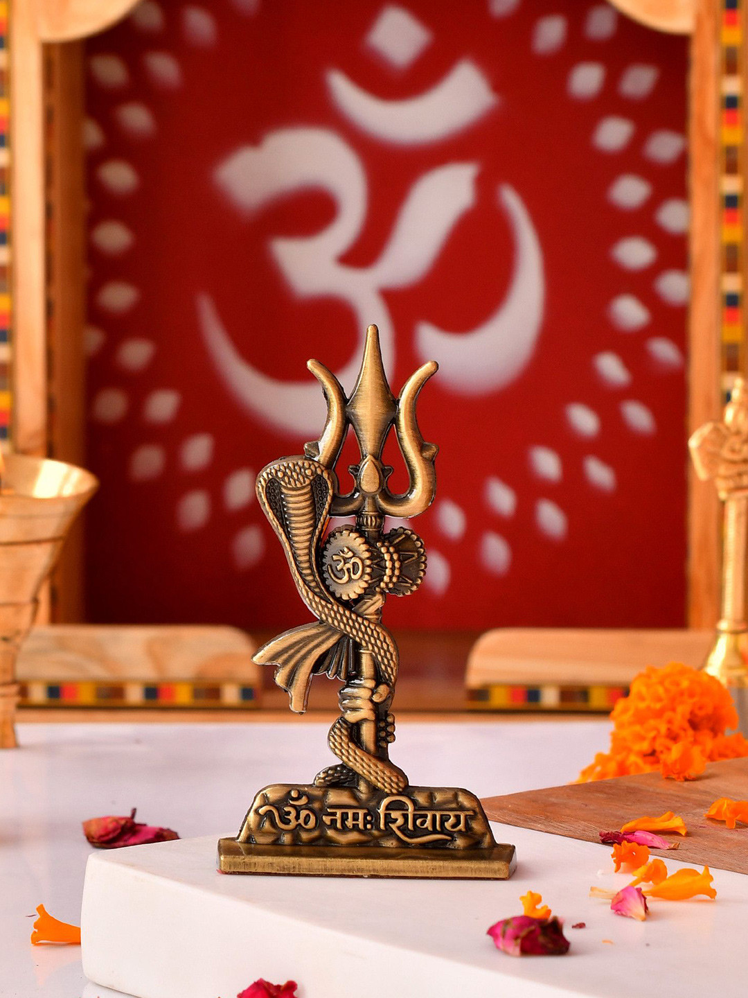 Murliwala Bronze & Black Naag Trisul Hanuman Religious Idol Showpiece