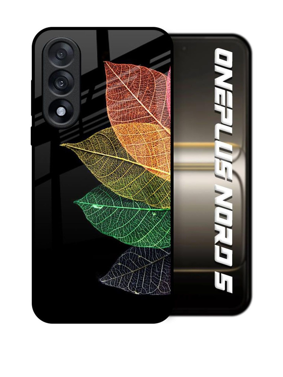 QRIOH Colorful Leaves Real Glass Case for OnePlus Nord 5 5G Back Case Mobile Accessories