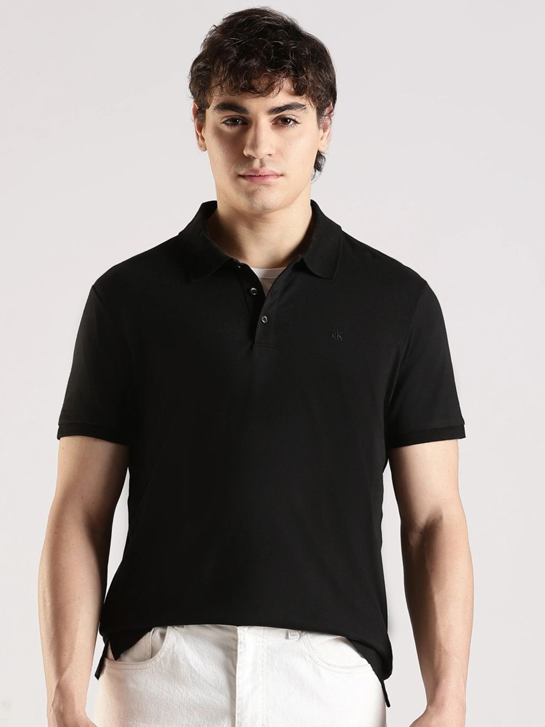Calvin Klein Jeans Hk mainline Men Solid Polo Collar Cotton T-shirt