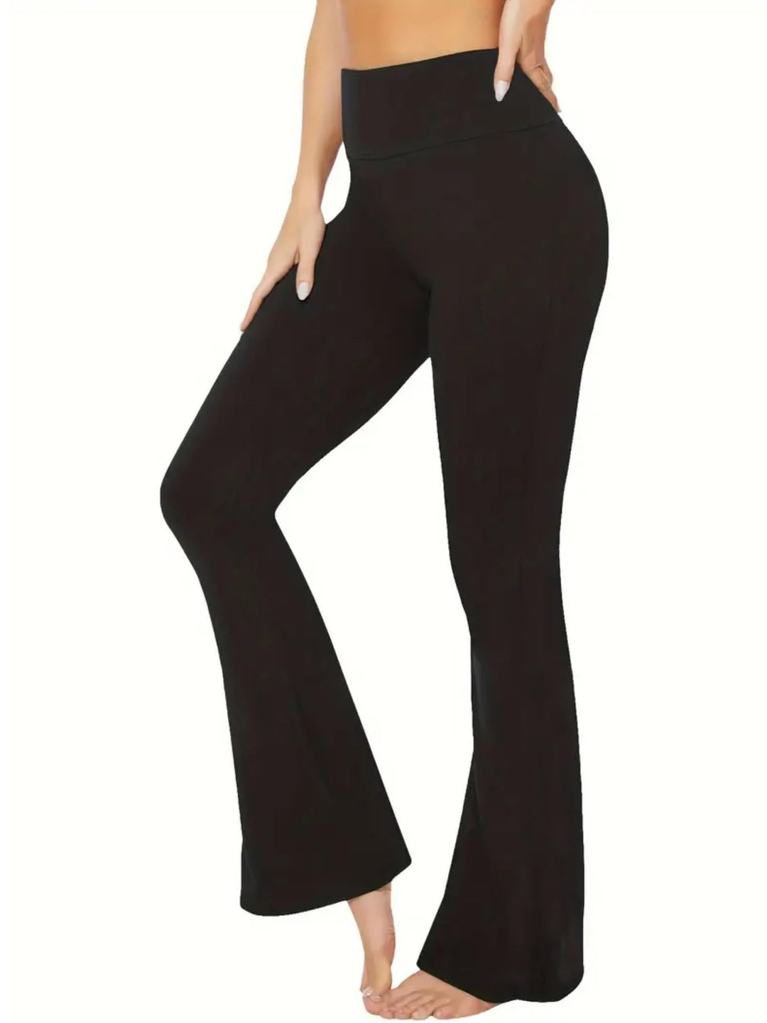 Eleg & Stilance Women High-Waisted Flared Bootcut Bell Bottom Slim Fit Track Pants