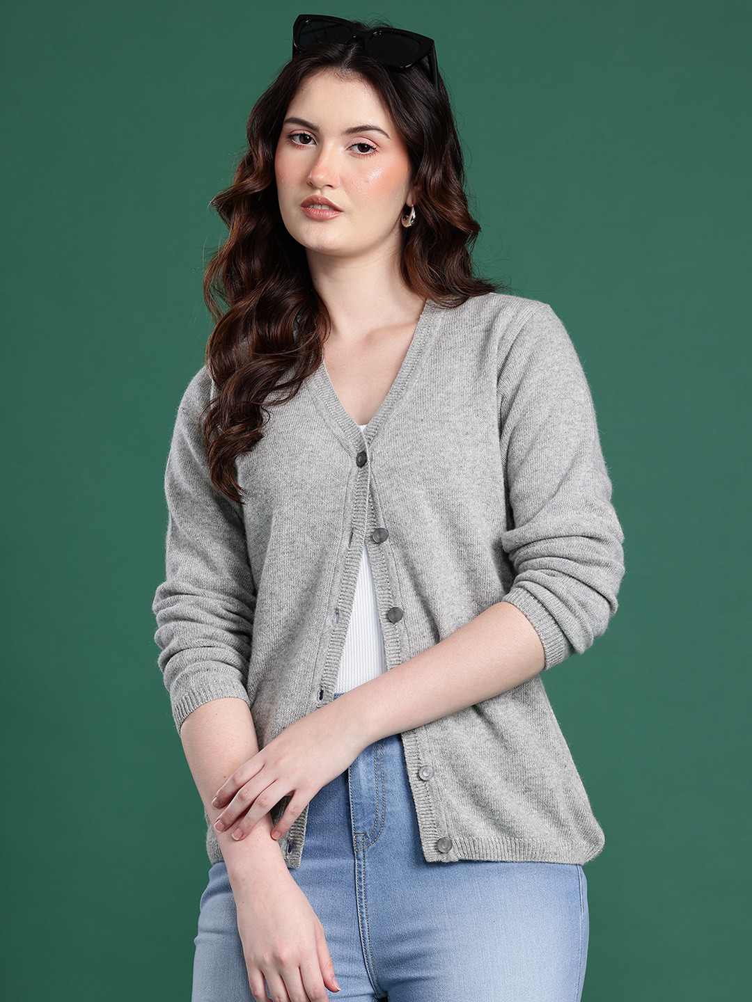 Cayman V-Neck Front-Open Woollen Cardigan