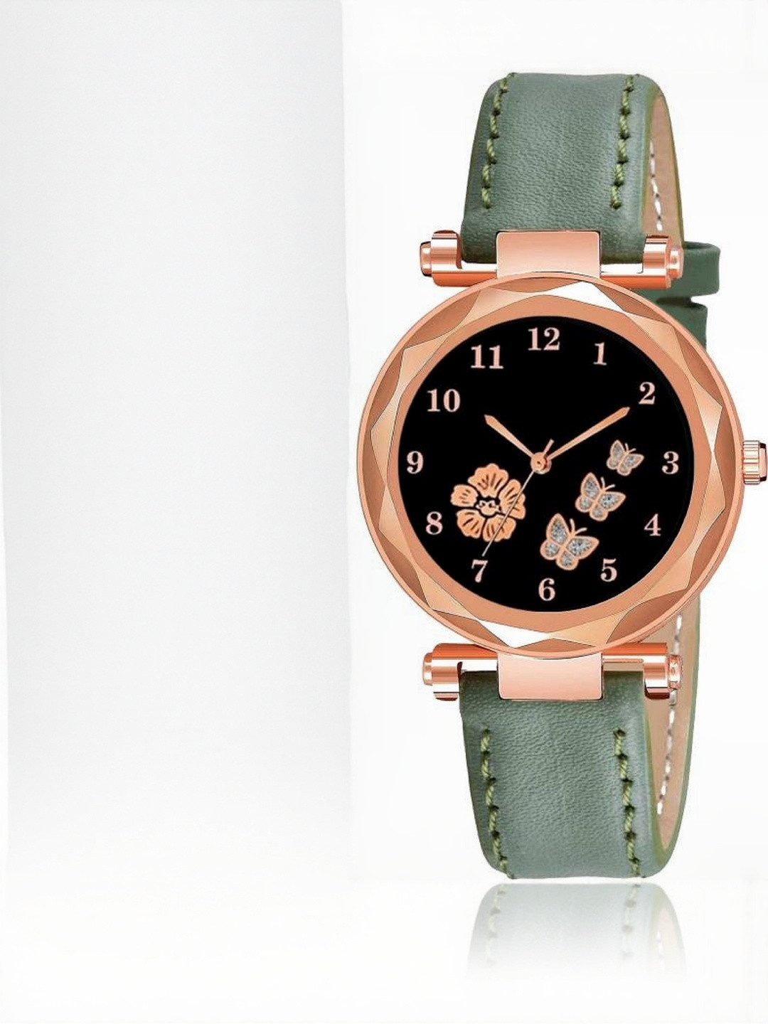 SZN Women Green Leather Straps Analogue Watch