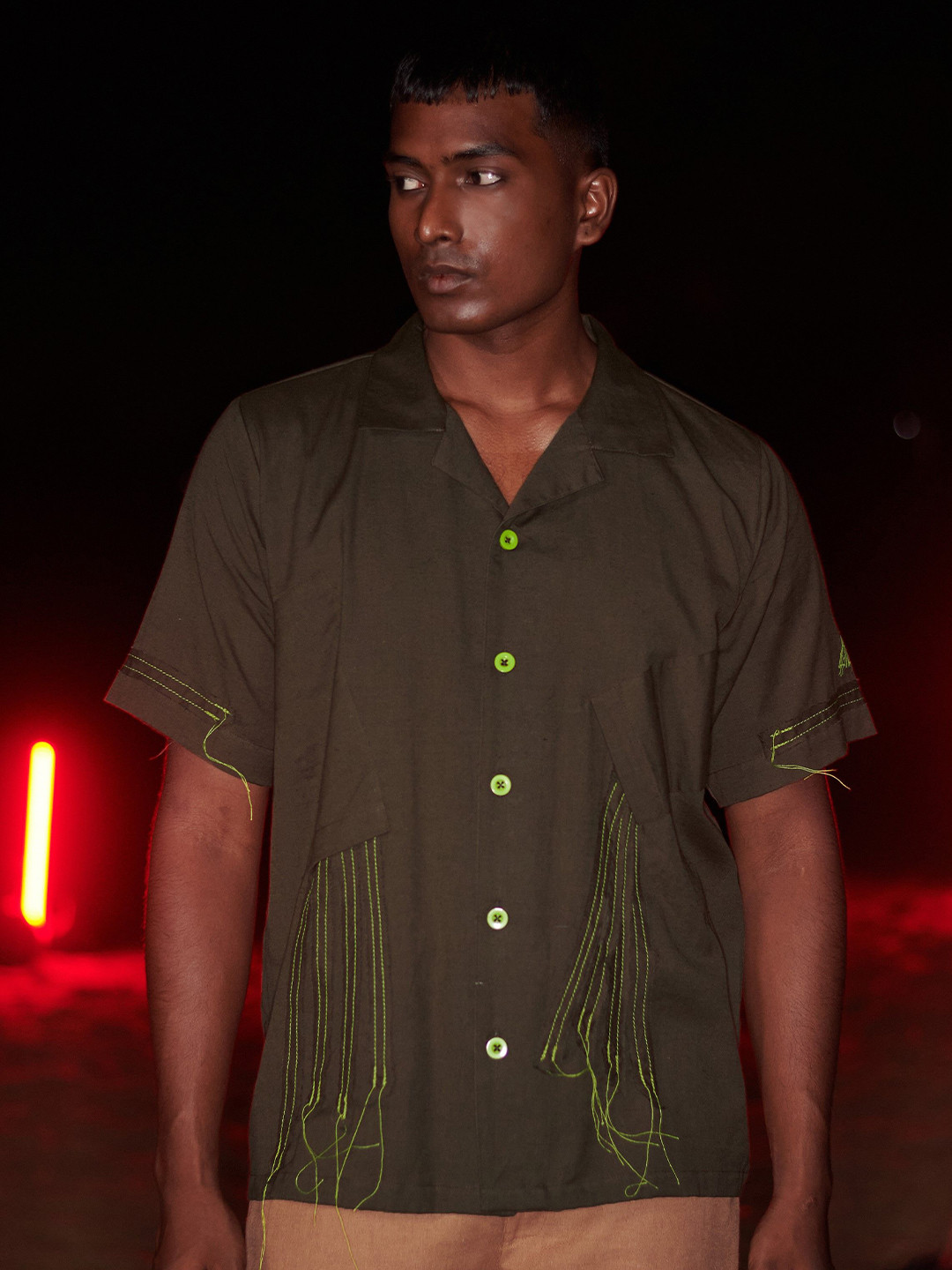 Tein Do Ek Unisex Relaxed Fit Solid Cuban Collar Cotton Casual Shirt