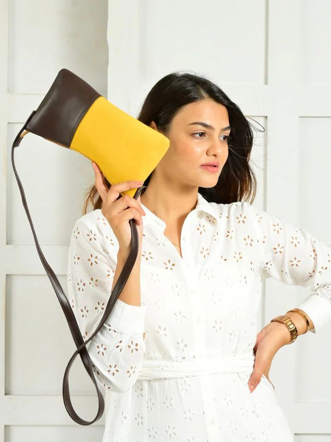 Needles Play Colourblocked Leather Structured Shoulder Bag