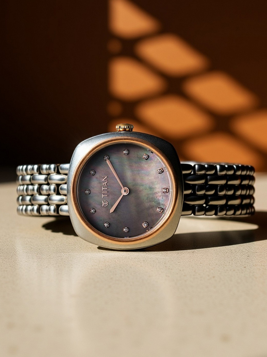 Titan Women Purple Dial & Bracelet Style Straps Analogue Watch 95241KM02