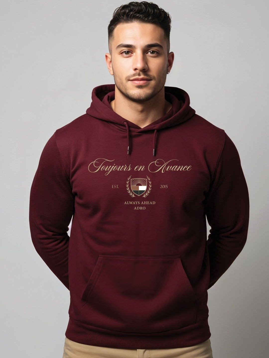 Adro Toujours en Avance 320 GSM Fleece Printed Graphic Hoodie