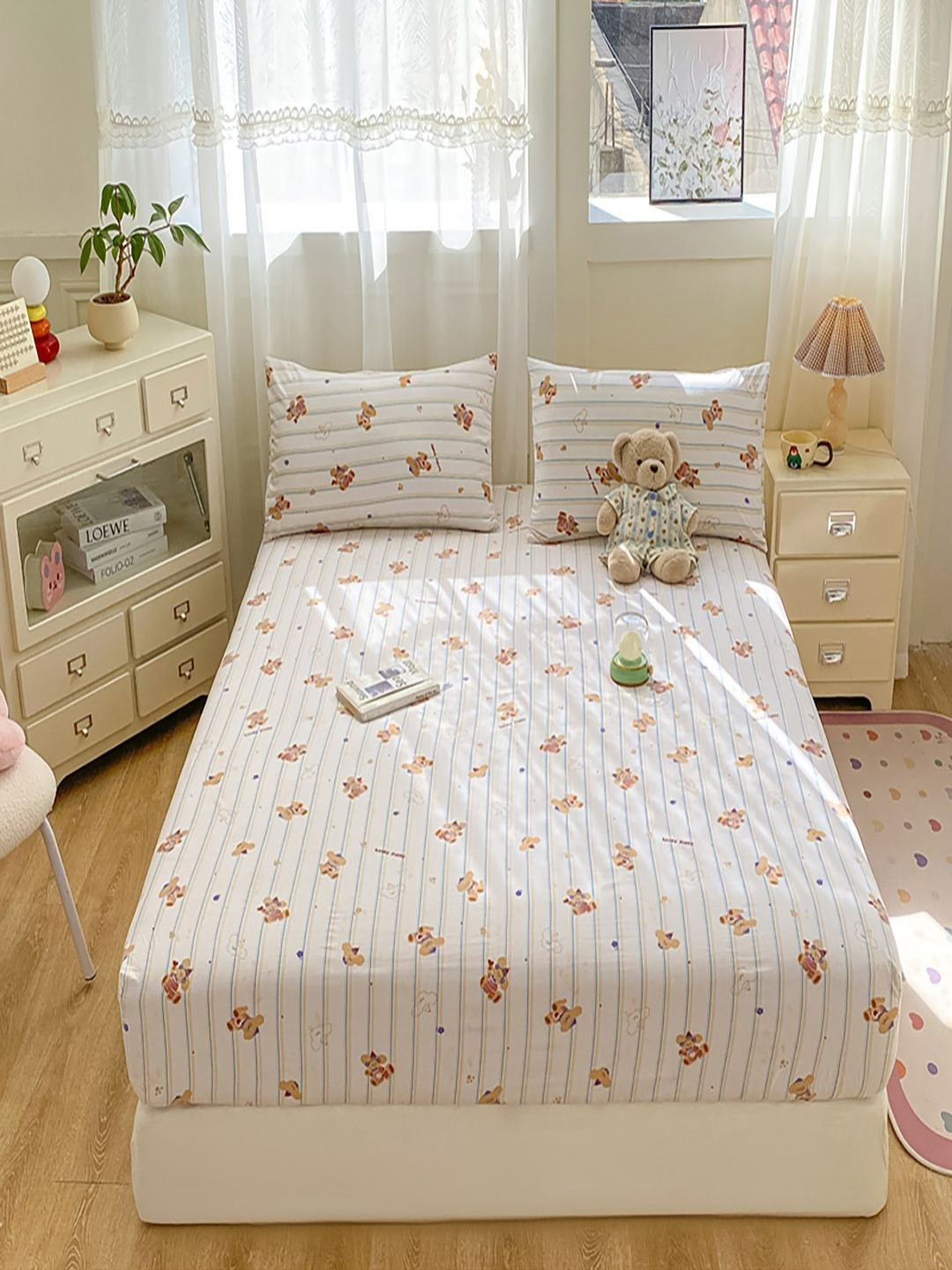 JC HOME White 140 TC Single Bedsheet - 1.20 m x 2 m
