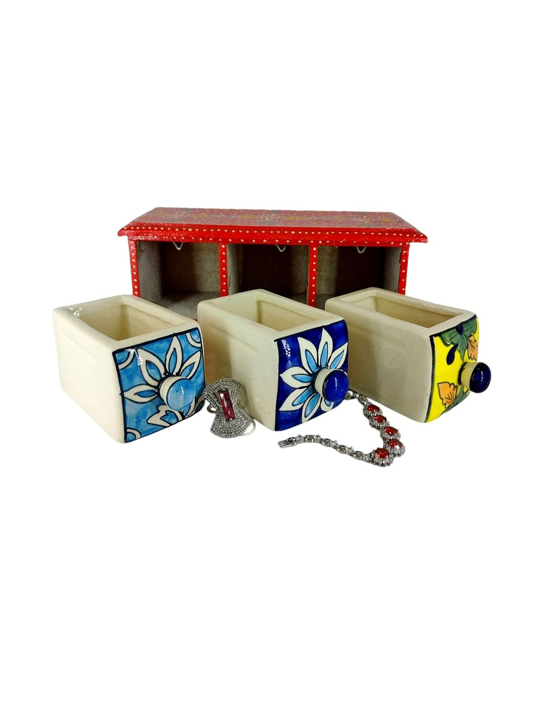 DIWAM HANDICRAFTS Red Storage Drawers Box