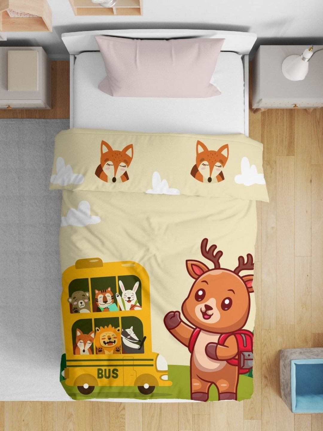 HOME PLUS STUDIOS Tan Cartoon Characters Microfiber AC Room Single Bed Comforter