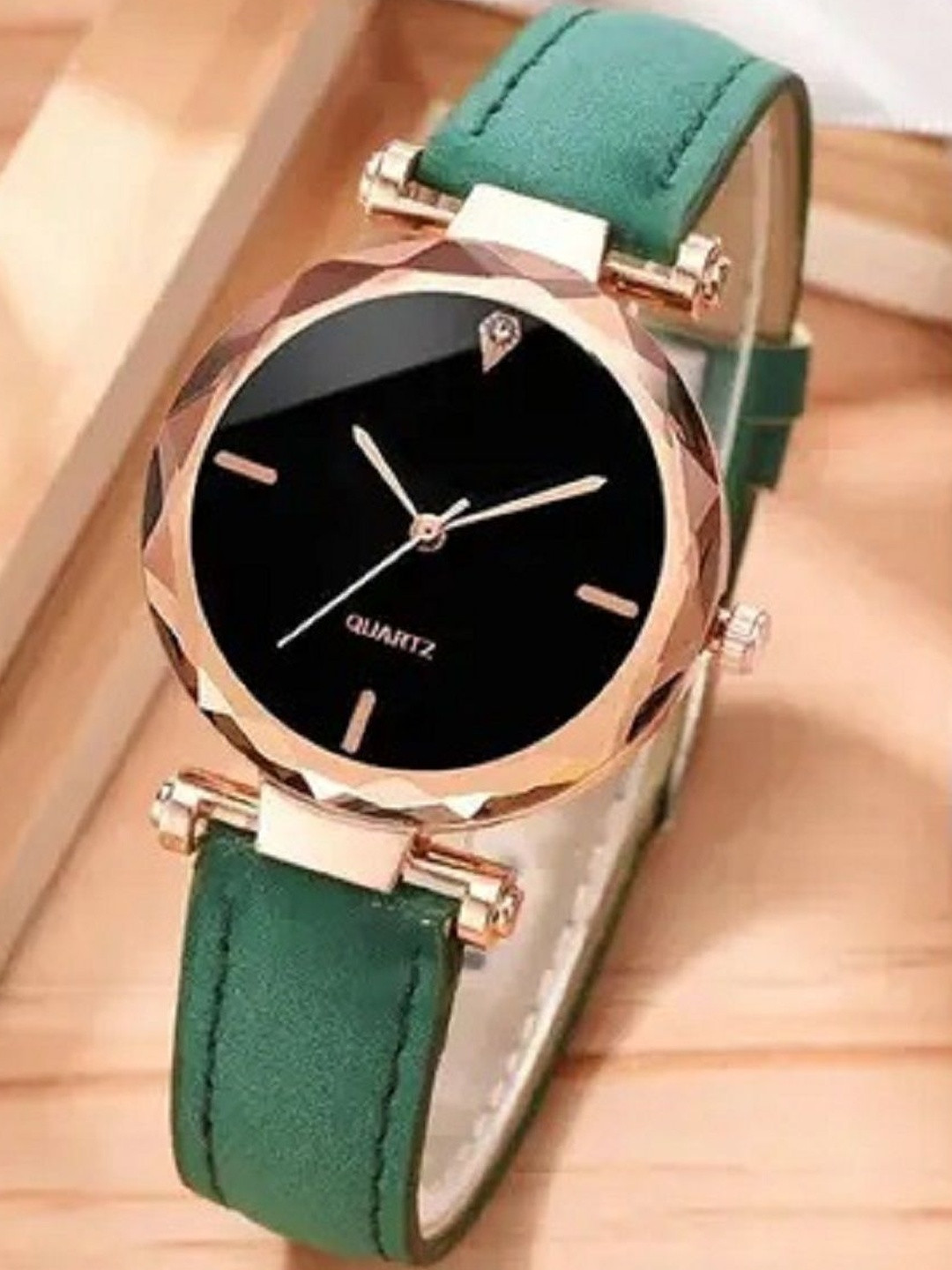 SZN Women Green Leather Straps Analogue Watch