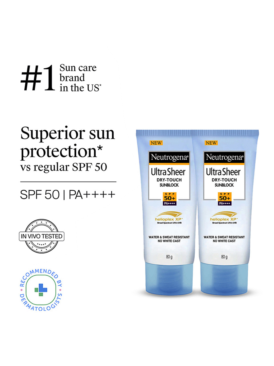 Neutrogena Set of 2 UltraSheer Dry Touch SPF 50+ Sunblock 88 ml Each