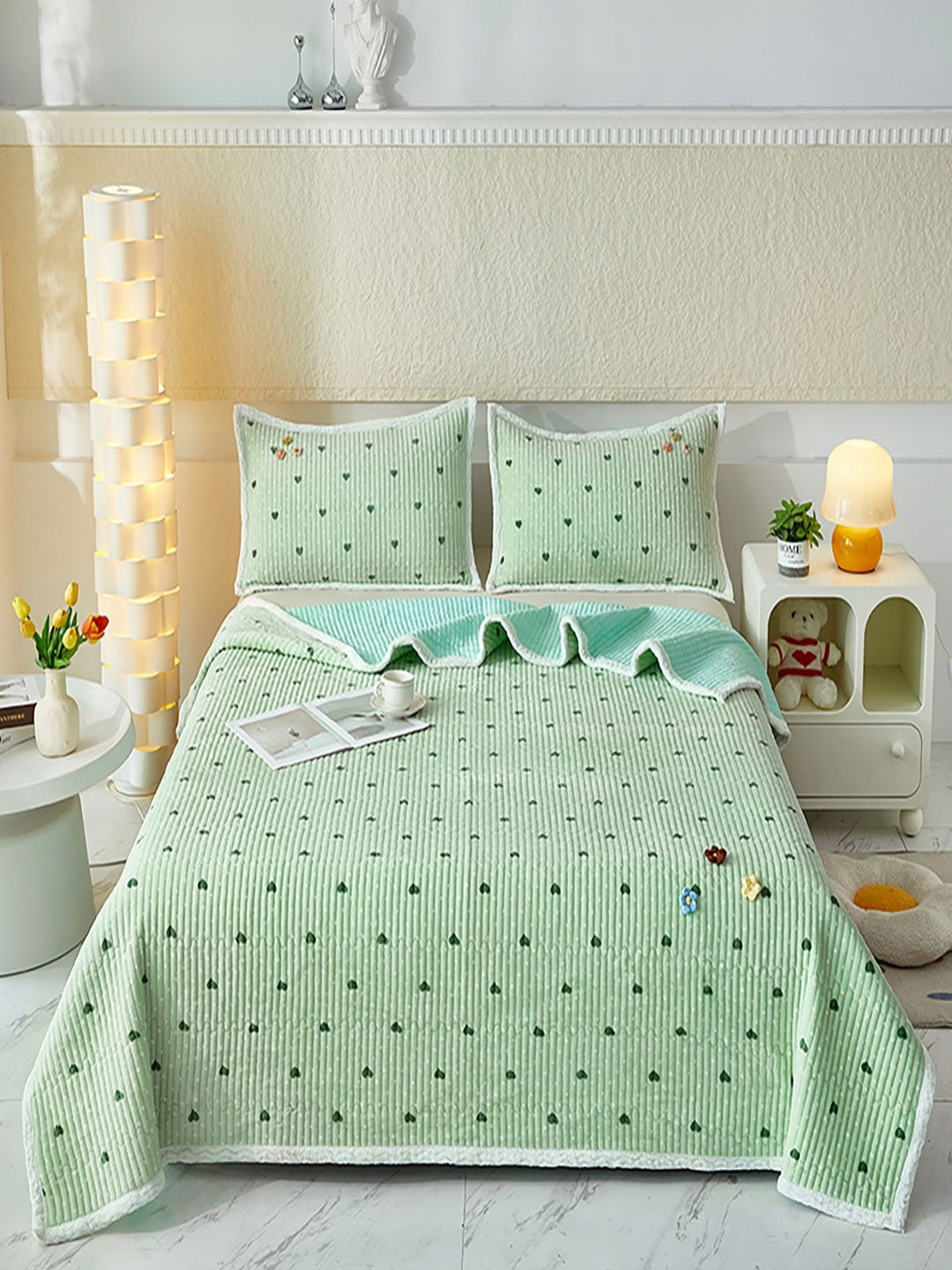 JC HOME Set Of 3 Conversational Printed Double King Size Bed & Pillow Covers