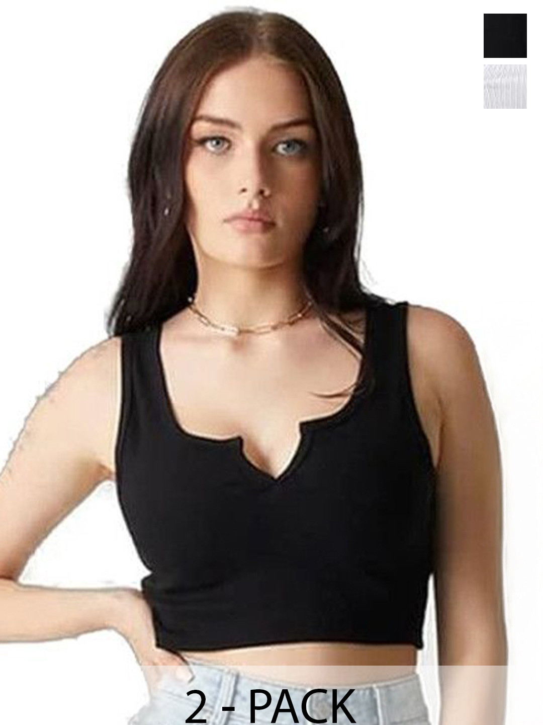 MIXFIT Women Pack of 2 Ribbed Crop Tank Tops