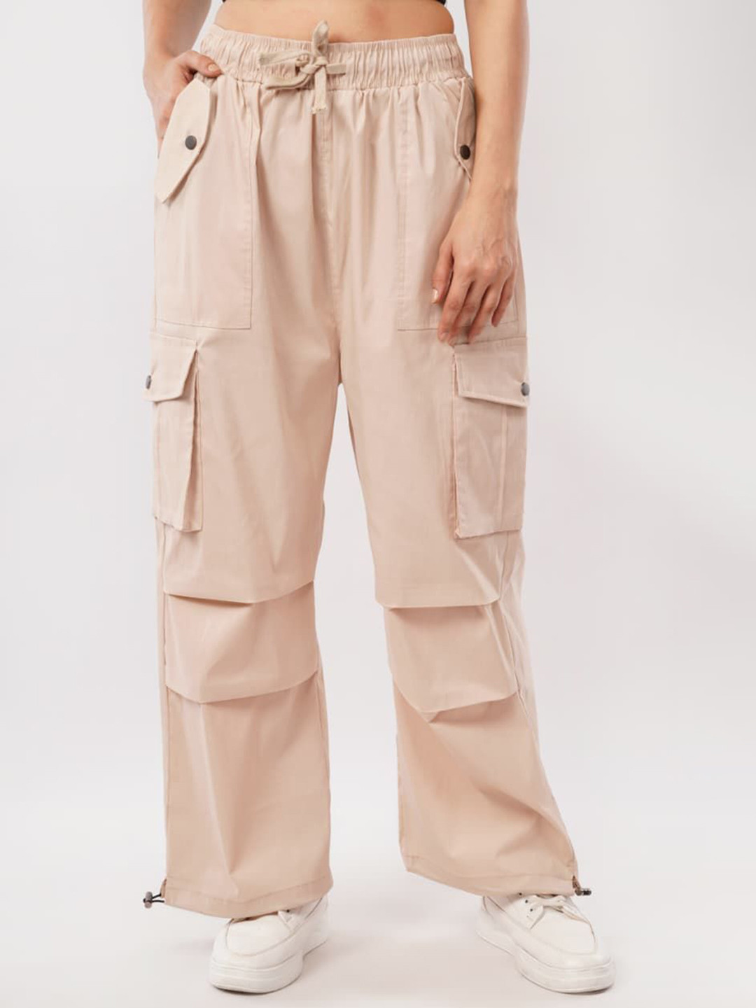 HIGH BUY Women Tailored Baggy High-Rise Cargos Trousers