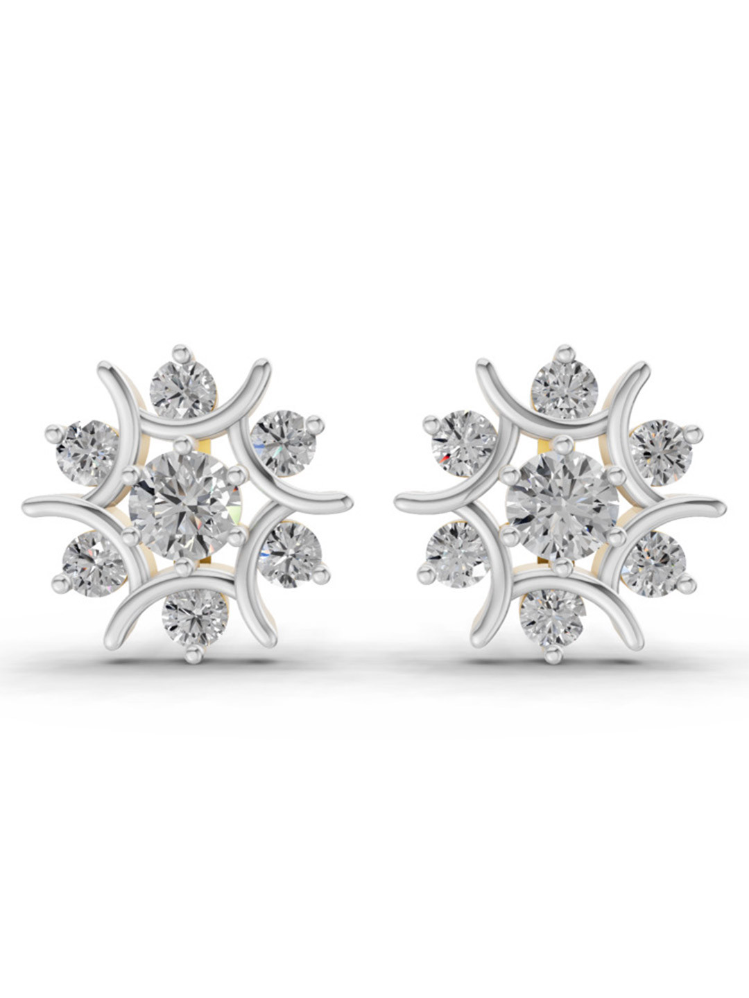 Sparkles 14K Yellow Gold Lab Grown Diamond 1.73 Carat Round Cluster Diamond Stud Earring