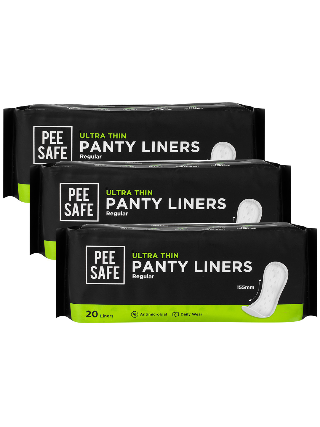 PEESAFE 3-Pcs Ultra Thin Panty Liners - 20 Liners Each