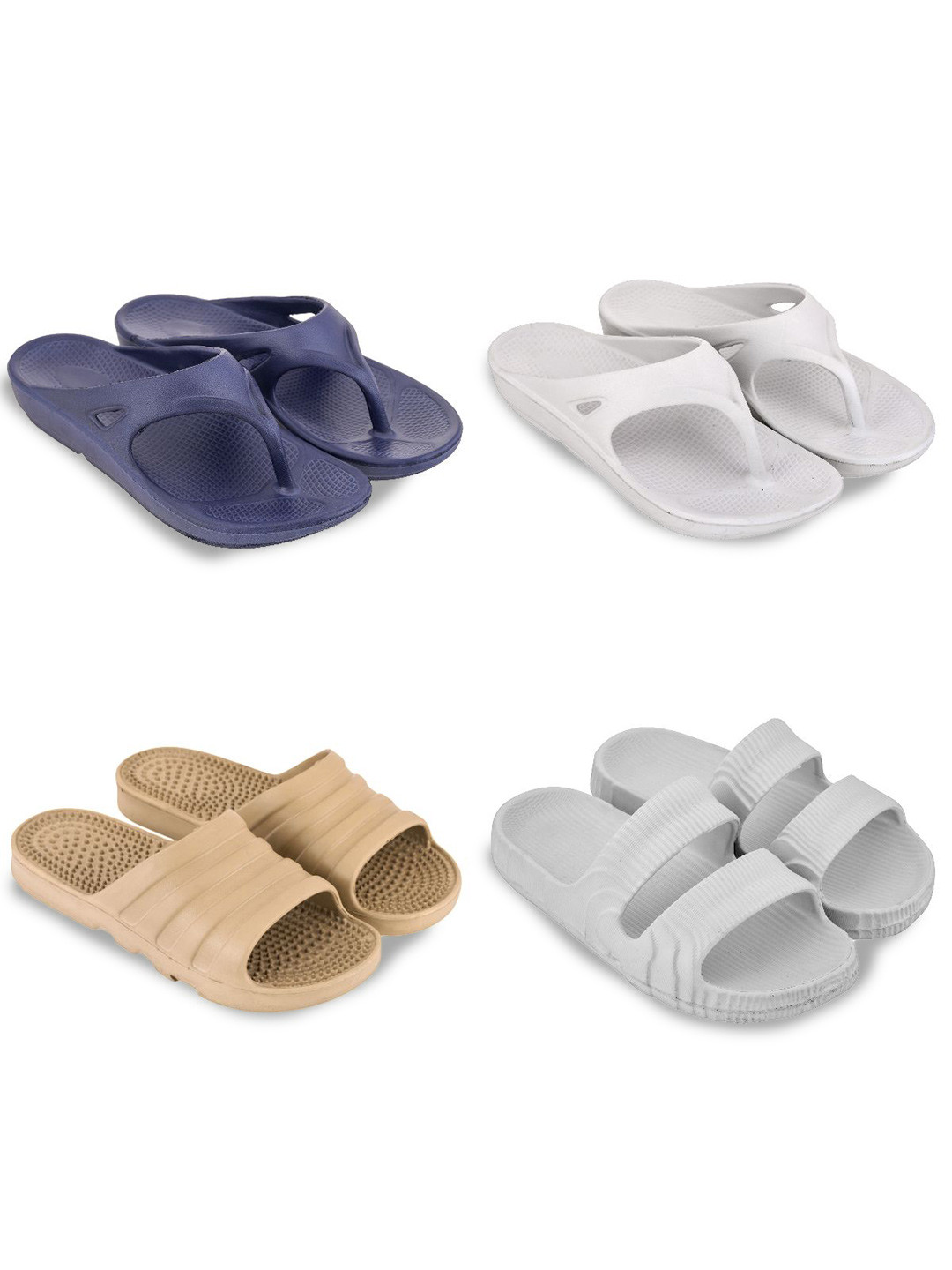 Feel alive Men Set Of 4 Ultra-Comfortable Flip Flops