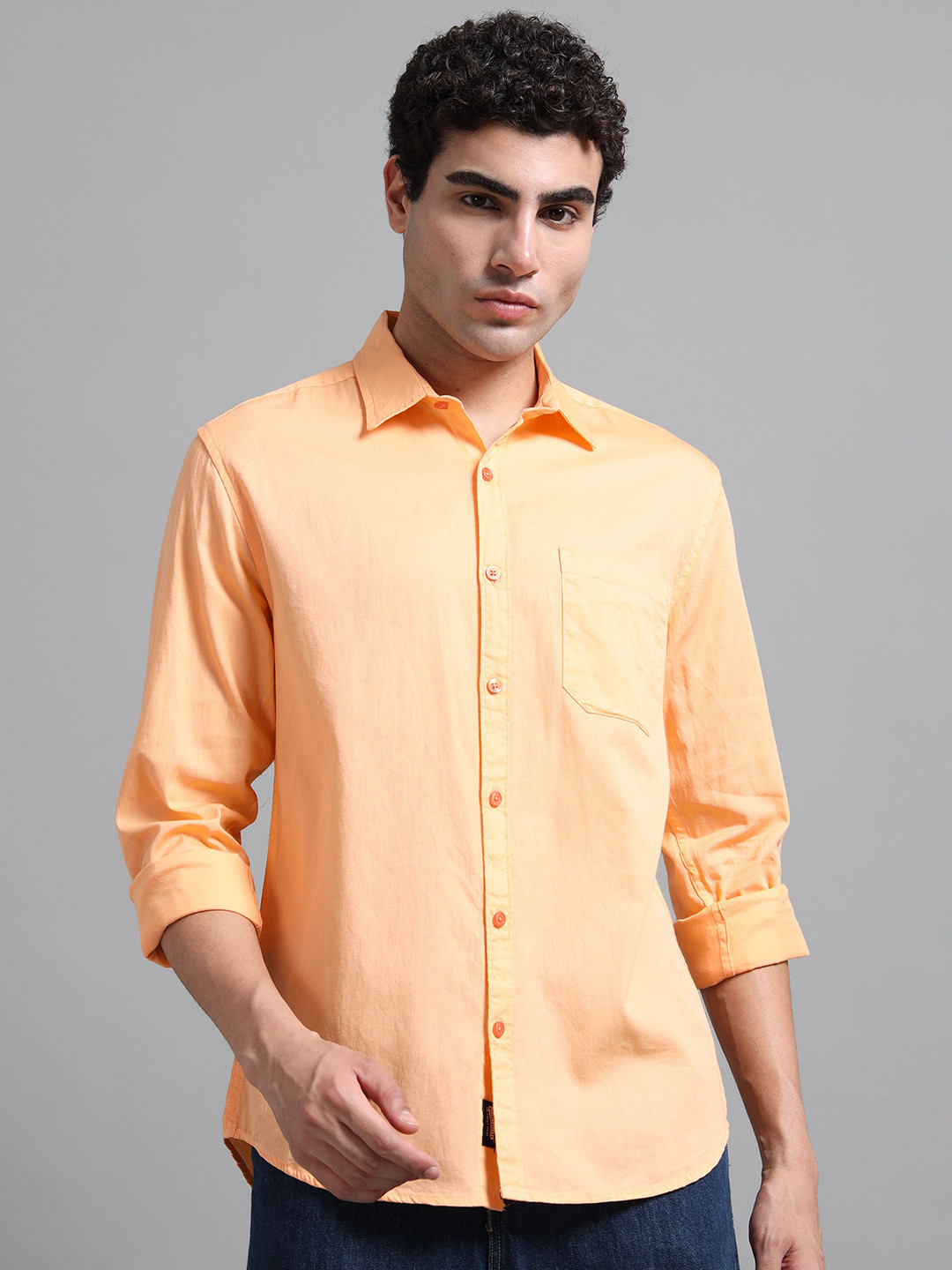Proword Spread Collar Slim Fit Pure Cotton Shirt