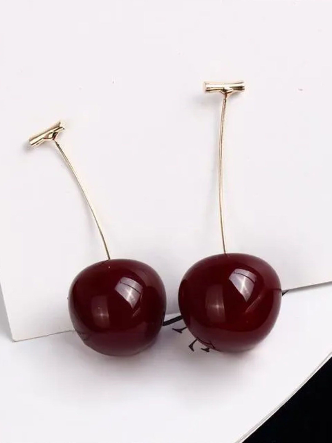 Aryee Sterling Silver Cherry Shaped Korean Drop Earrings