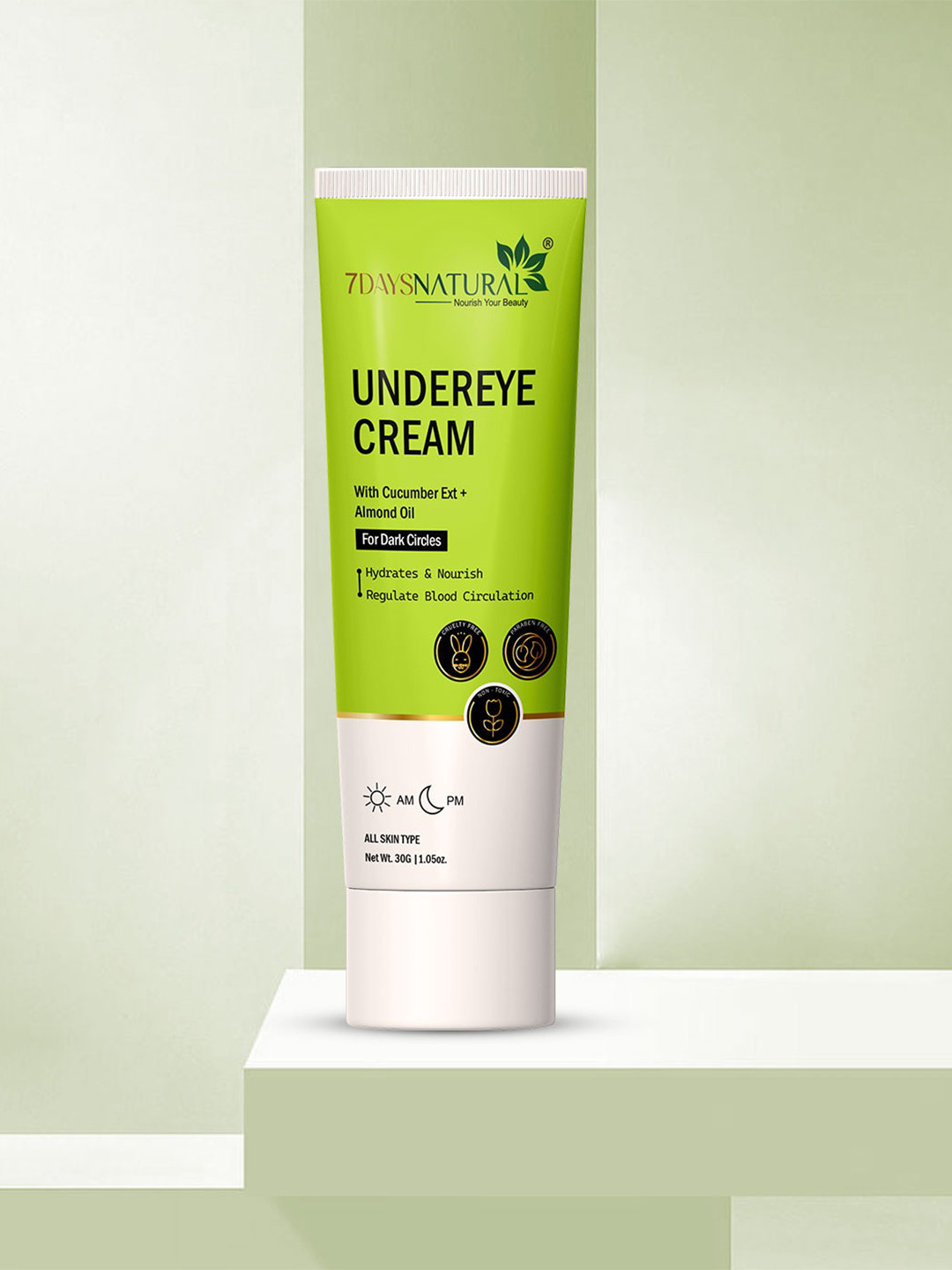 7DAYSNATURAL Under Eye Cream Tube with Cucumber Extract & Vitamin E - 30g