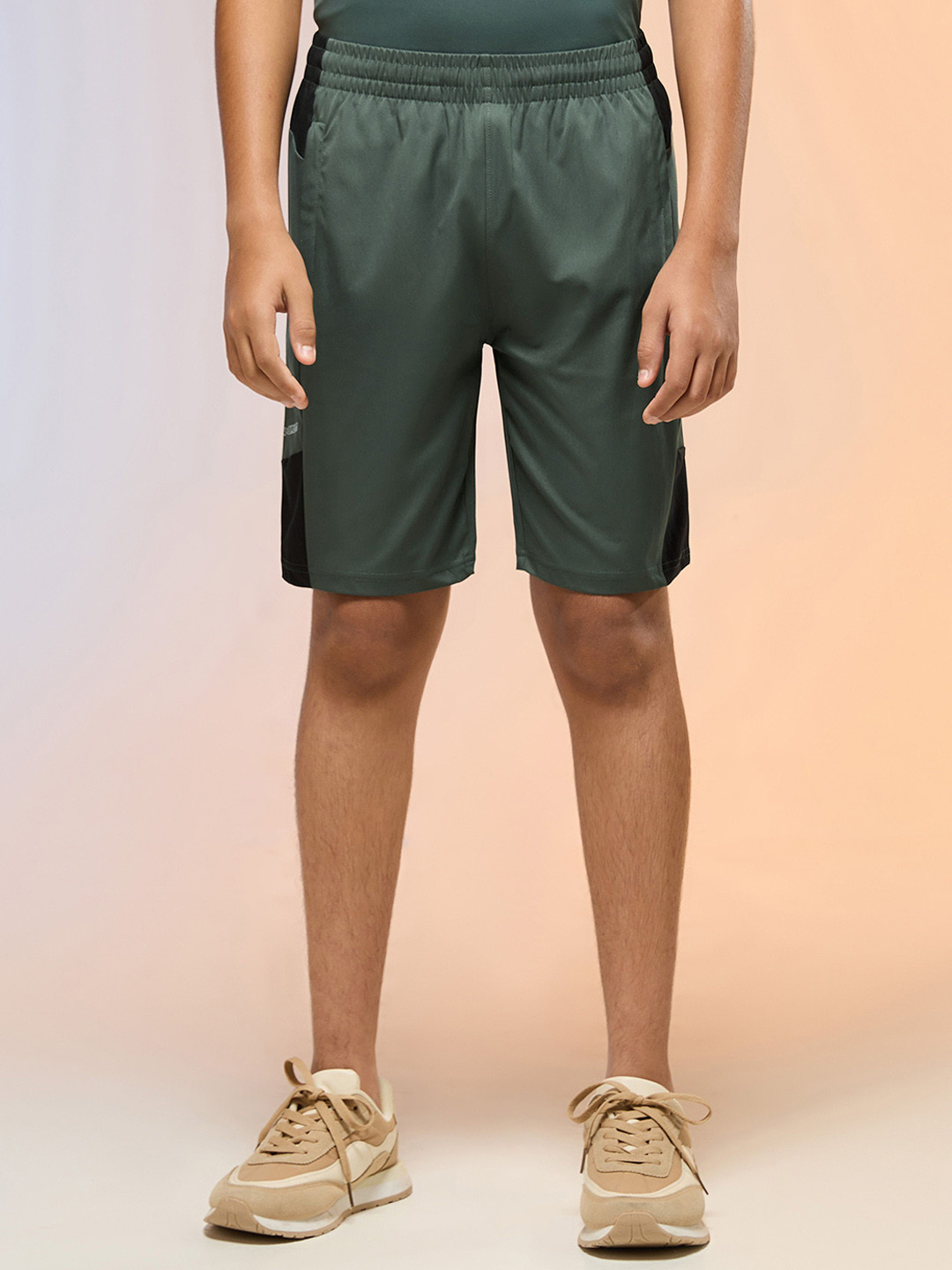 Technosport Boys Slim Fit Colourblocked Sports Shorts with TS FLEXI