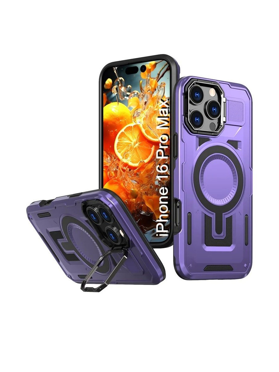 Luxury Kase Rugged Shockproof Magnetic Case With Kickstand iPhone 16 Pro Max Back Case