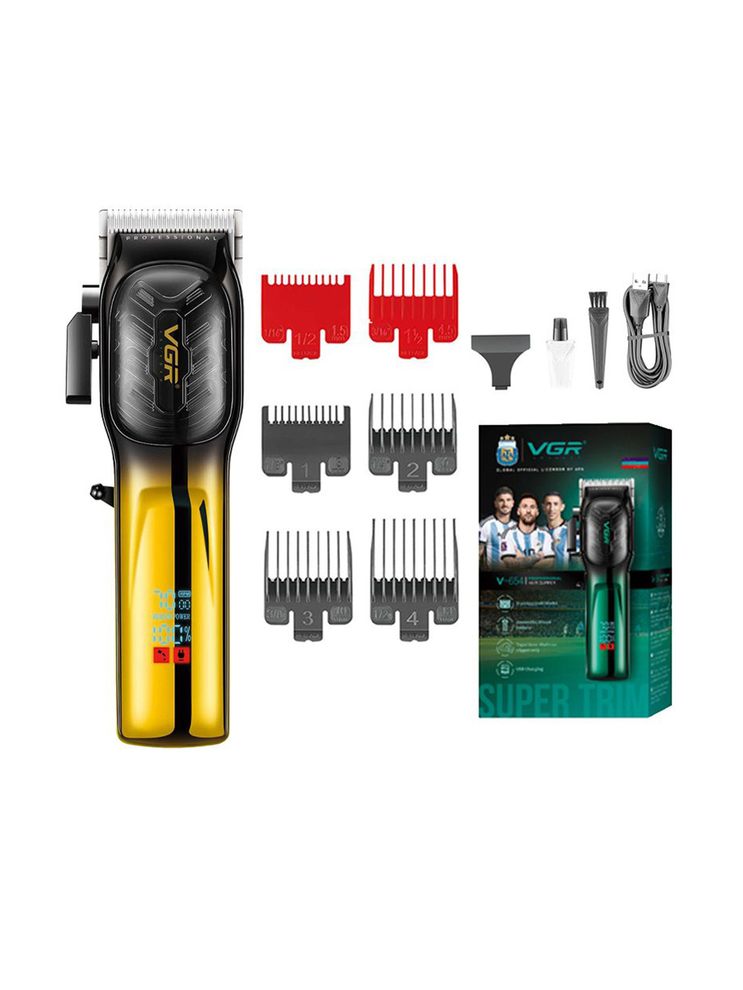 VGR V-654 Professional Trimmer with 200-Min Runtime & 10 Length Settings - Gold