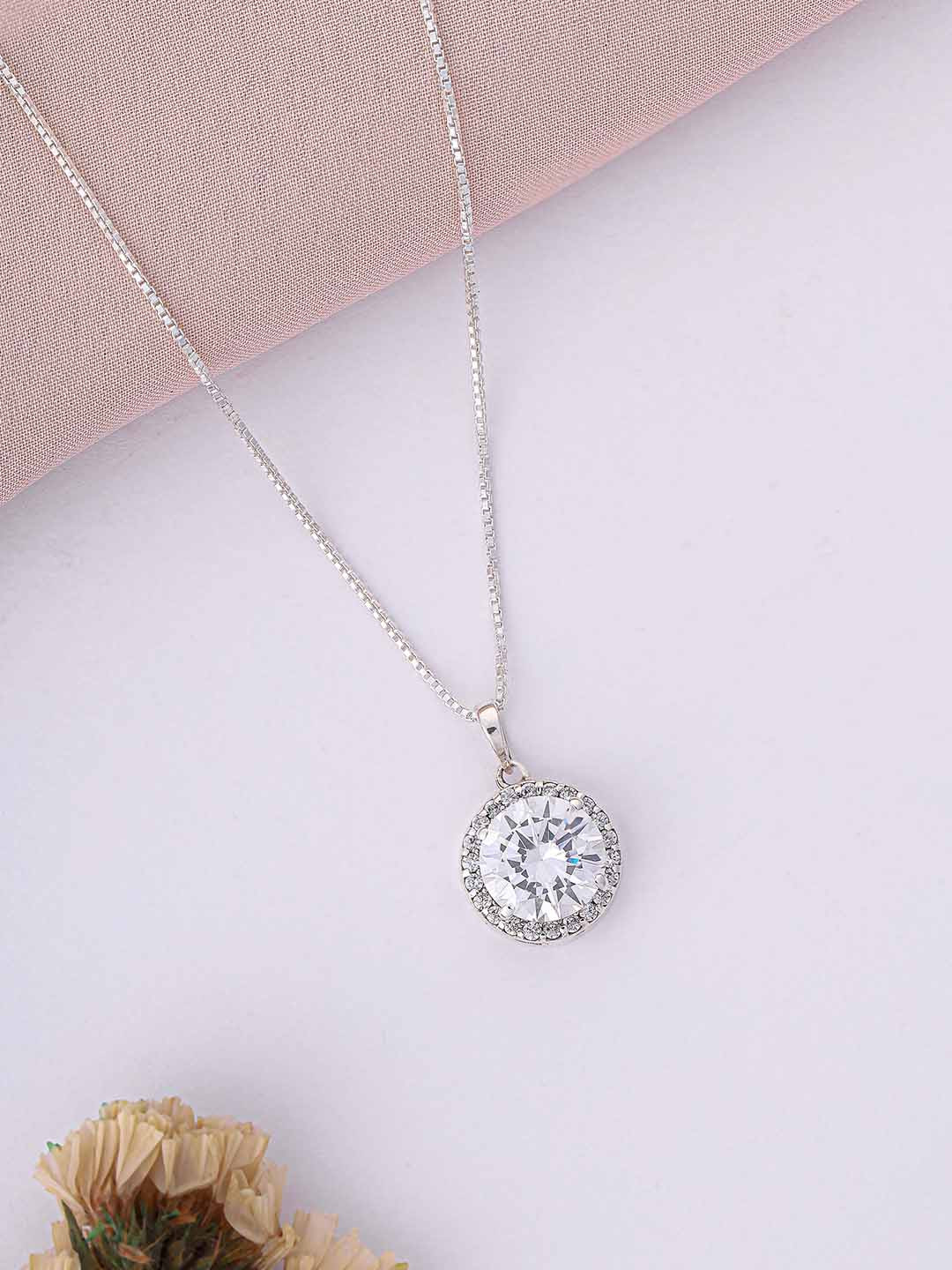 RAGABANDHA DESIGN STUDIO Silver Plated Solitaire Contemporary Pendants