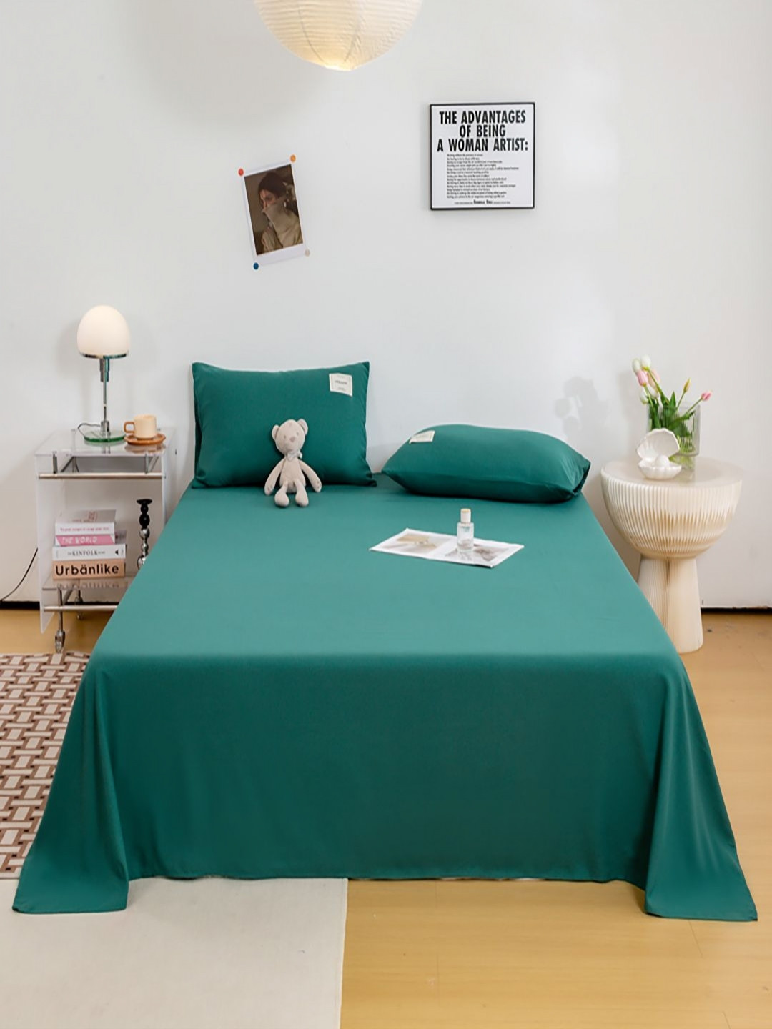 JC HOME Green Solid 140 TC King Bedsheet Set -2.30x2.50m