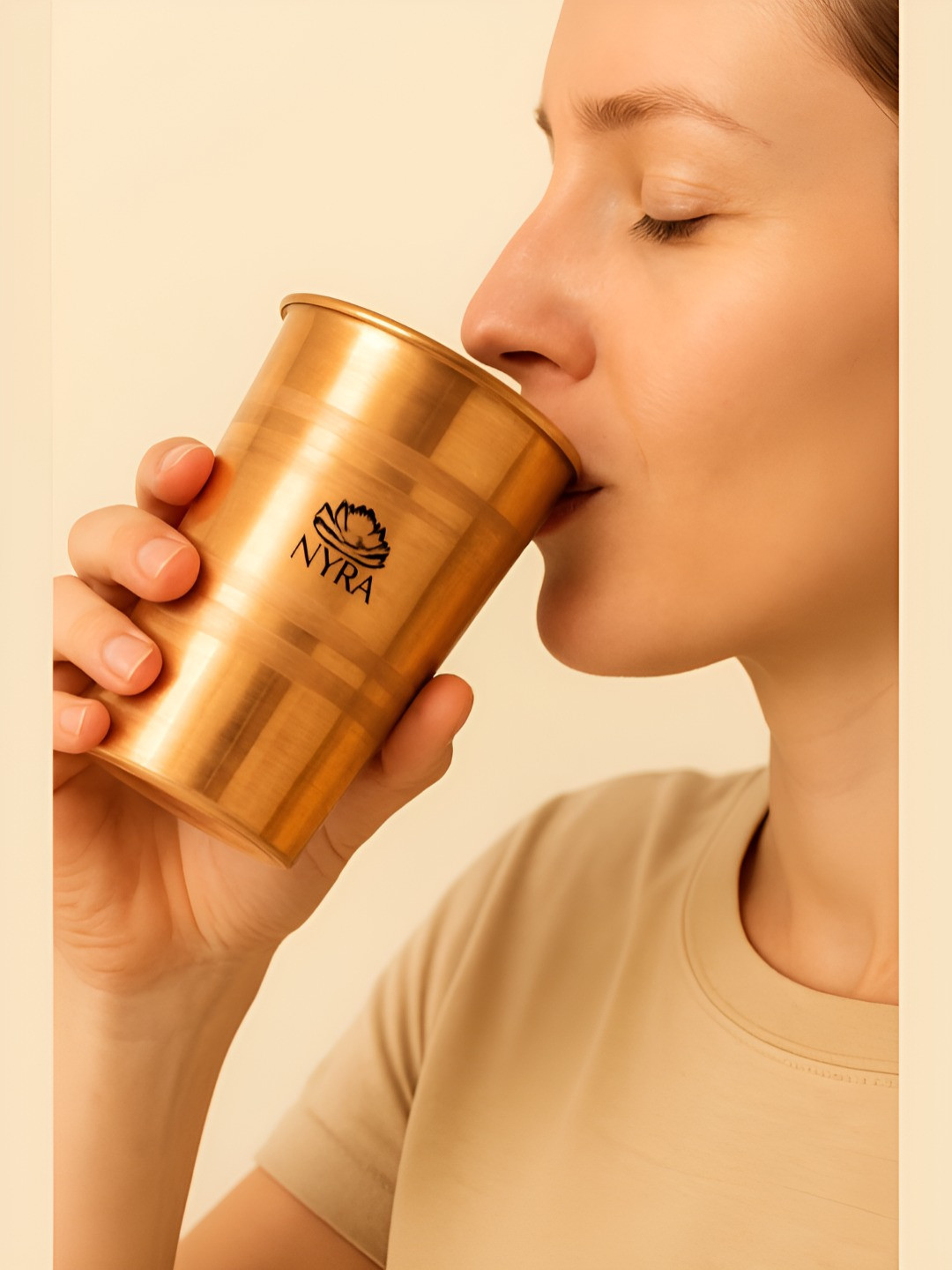 Nyra Kitchenware Copper-Toned Easy to Clean Copper Water Glass-270 ml