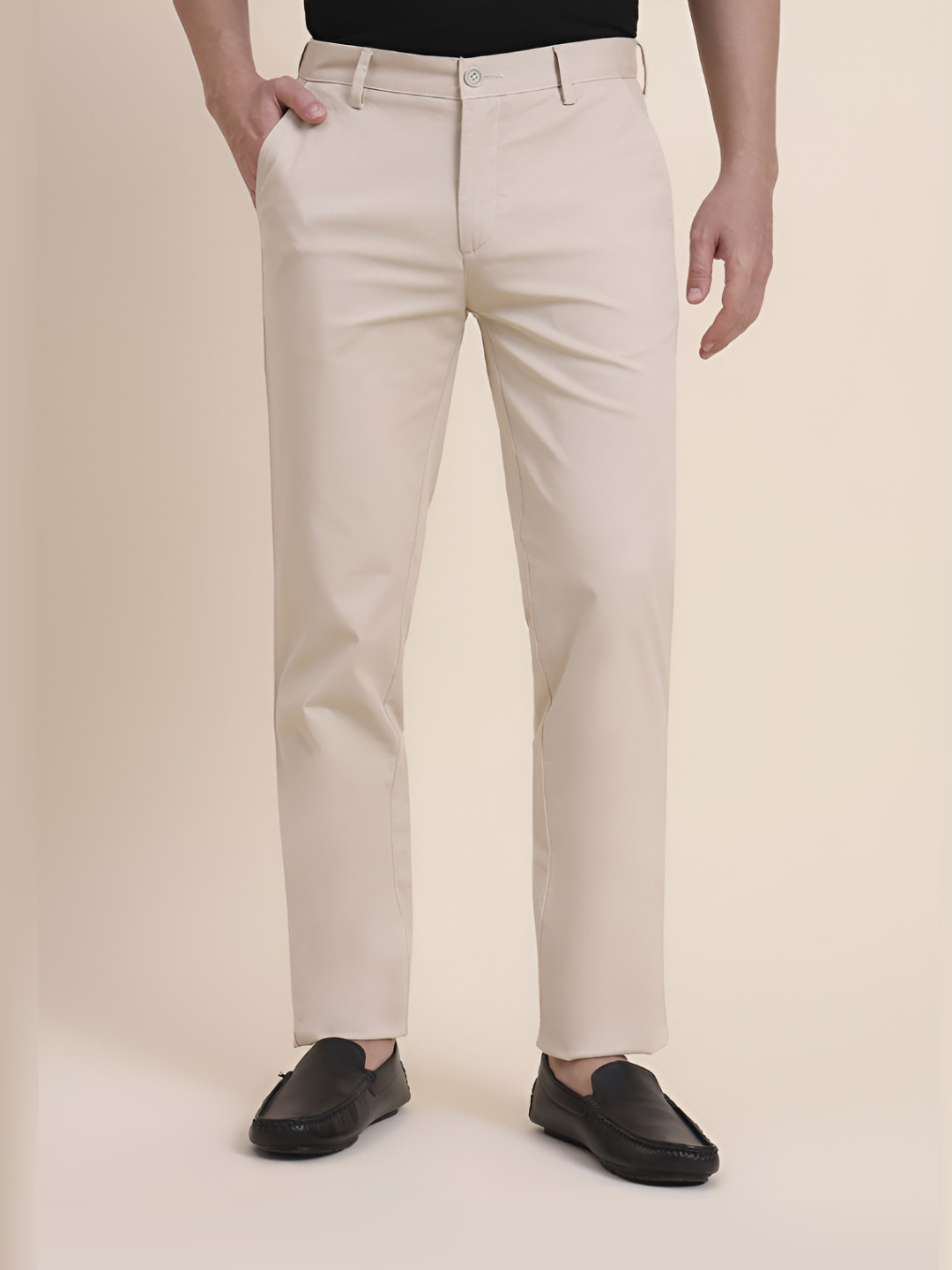 JADE BLUE Men Uno Fit Mid-Rise Cotton Chinos Trousers