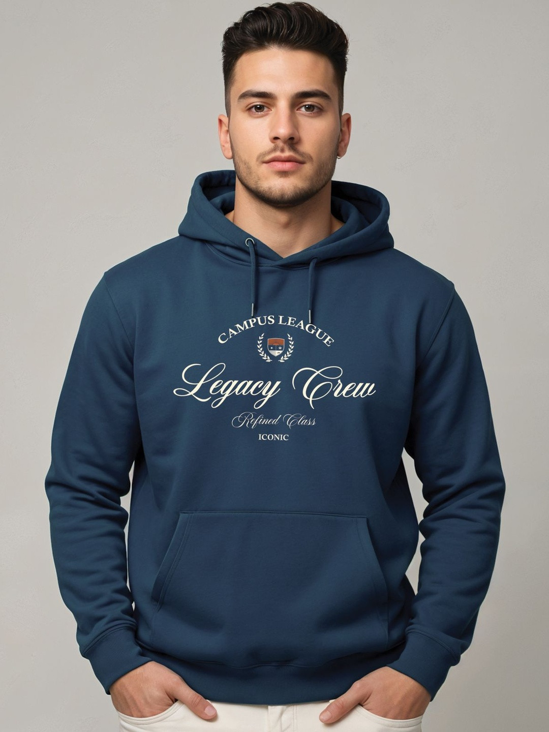 Adro Campus League Legacy Crew 320 GSM Fleece Printed Graphic Hoodie
