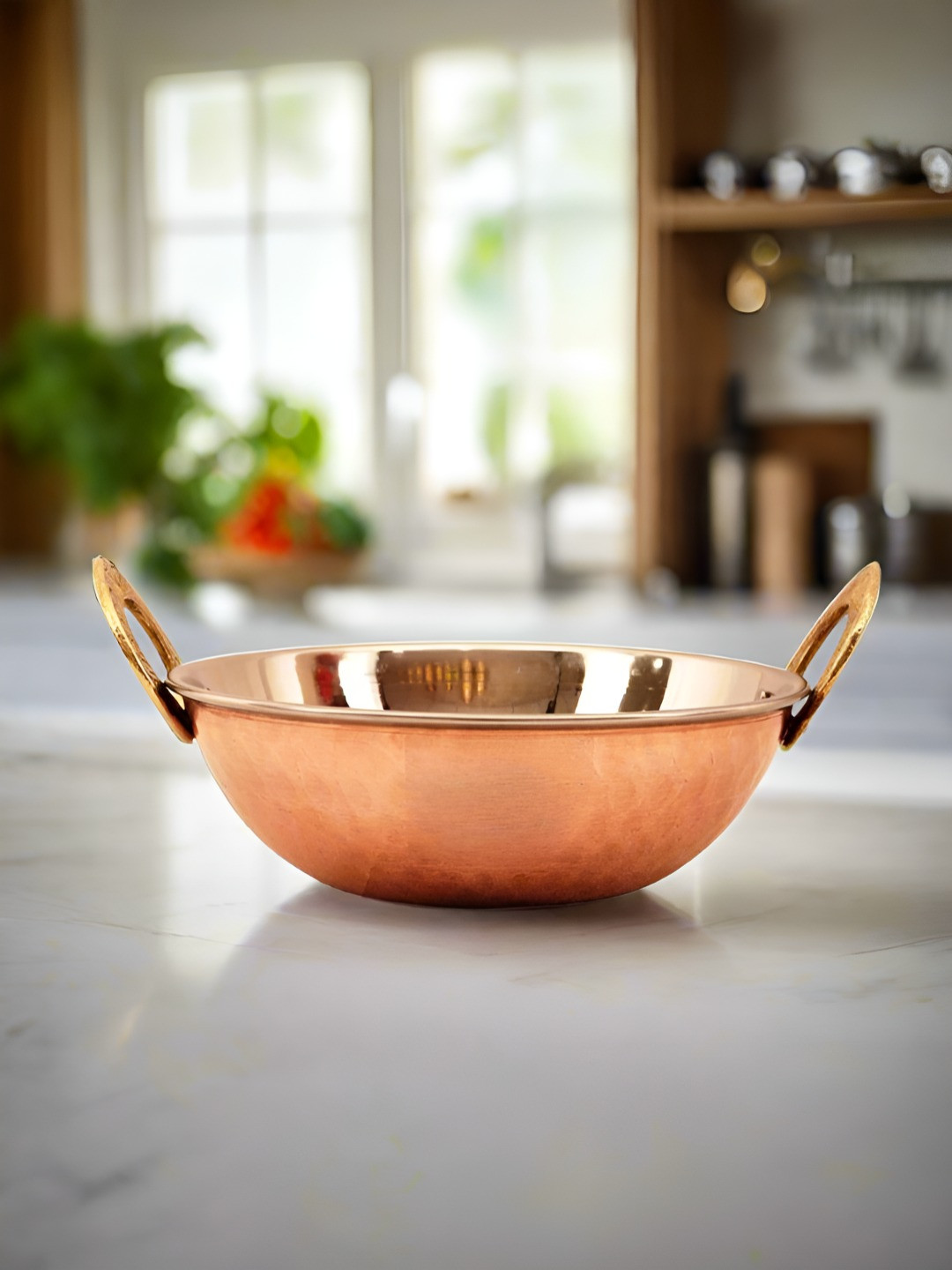 Nyra Kitchenware Copper-Toned & Steel Copper Double Wall Serving Kadhai