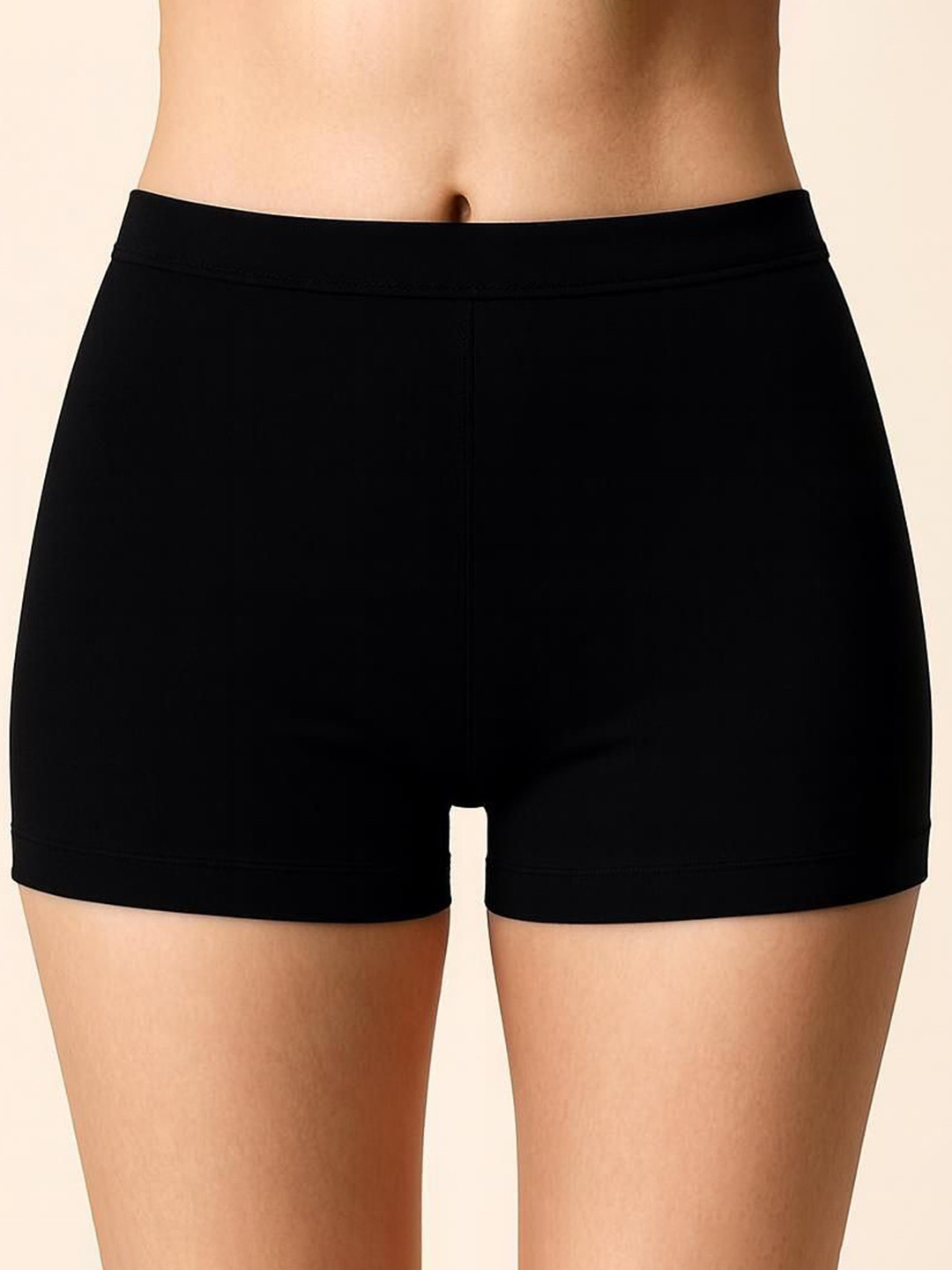 Attire Zone Women High Coverage Mid-Rise Boy Shorts Briefs At SBT-33 Black XS-1