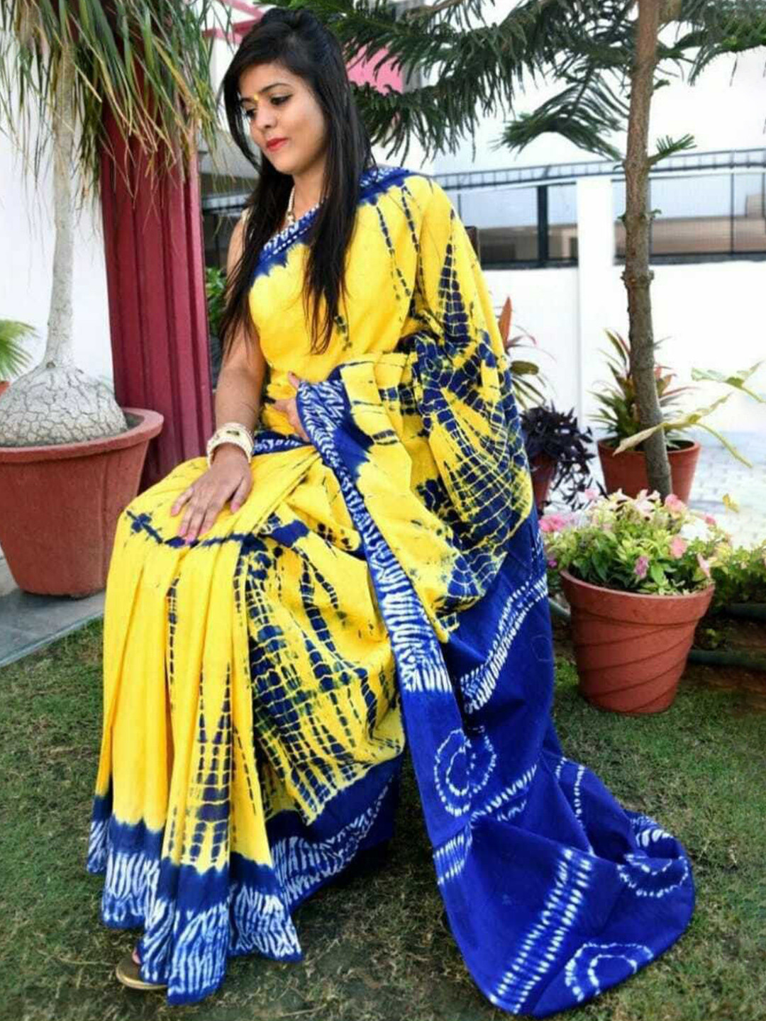 Craft Musium Tie and Dye Hand Block Printed Pure Cotton Saree