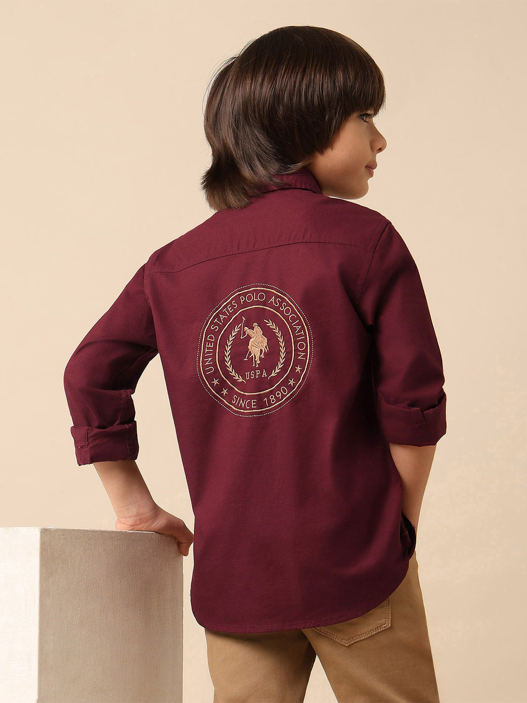 U.S. Polo Assn. Kids Boys Oxford Brand Logo Embroidered Shirt