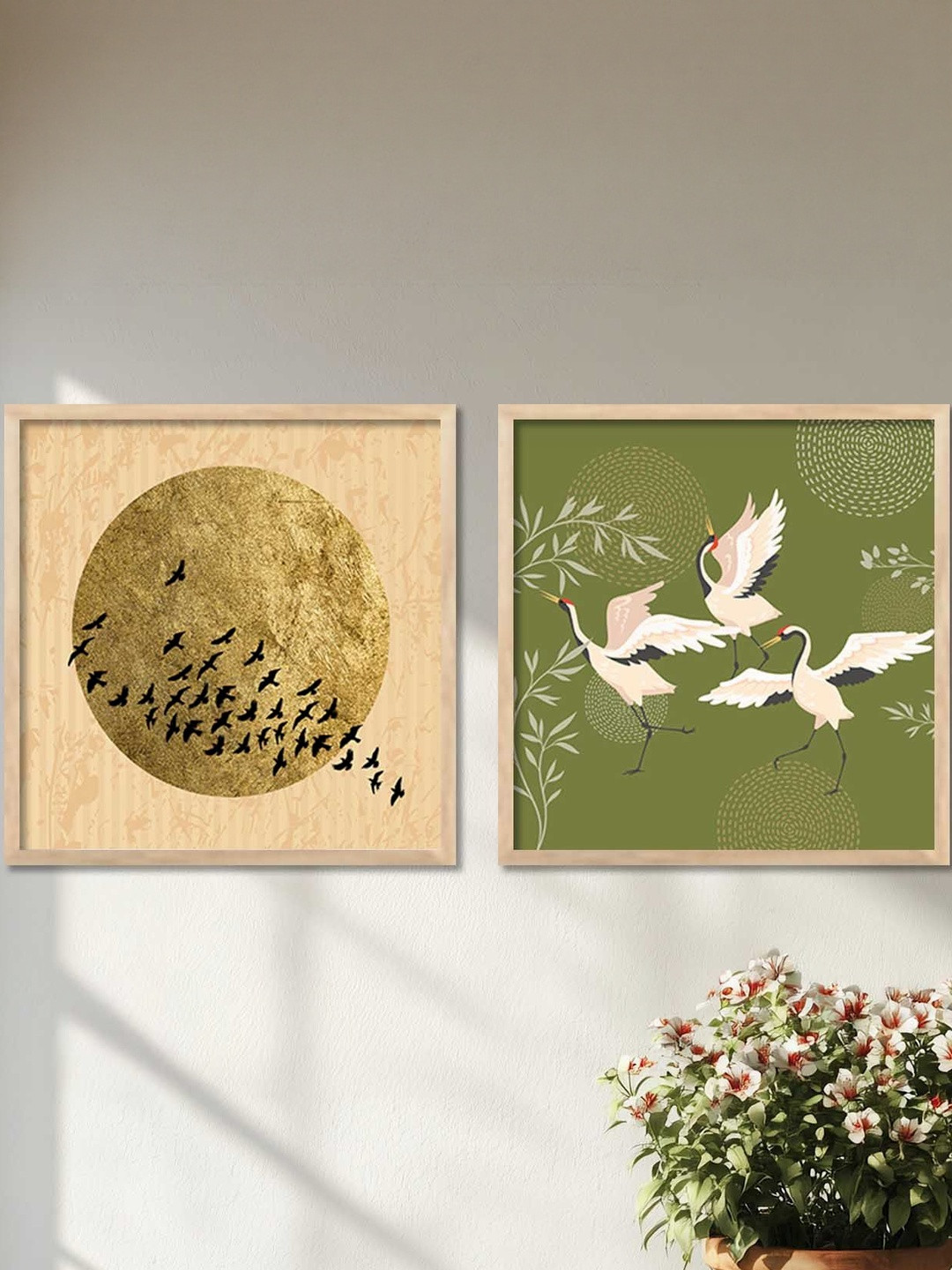 WALLLANE  Set of 2 Square Piece Modern Wall Art  With Frame Home Decor Wall Painting