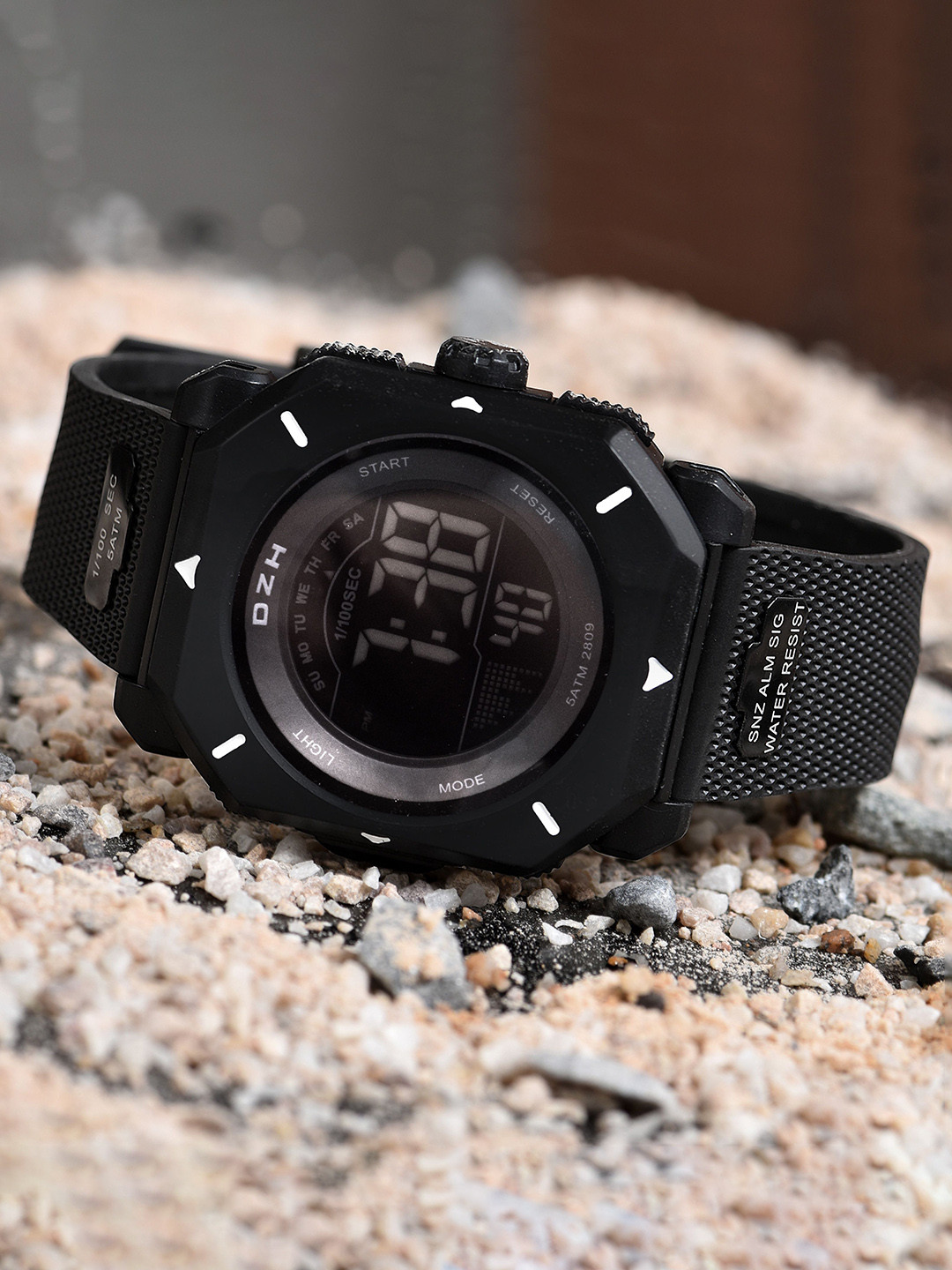 DZH Women Dial & Textured Straps Digital Multi Function Digital Watch DZH-2809-Black