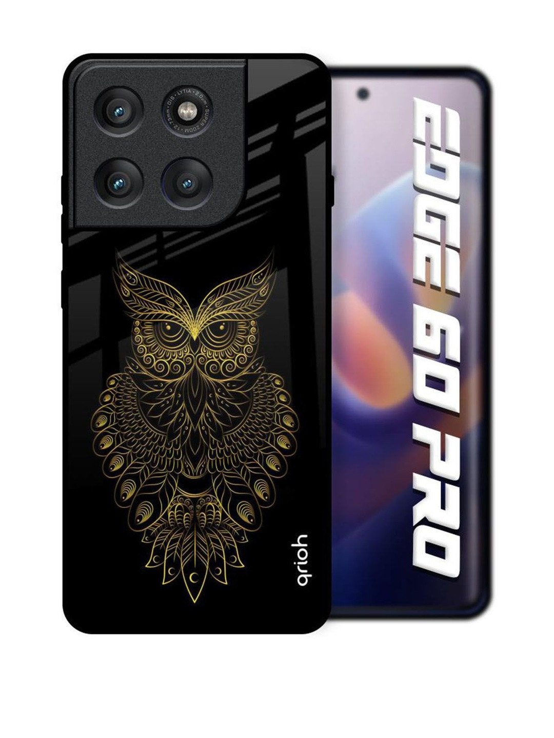 QRIOH Unisex Golden Owl Glass Case for Motorola Edge 60 Pro Back Case Mobile Accessories