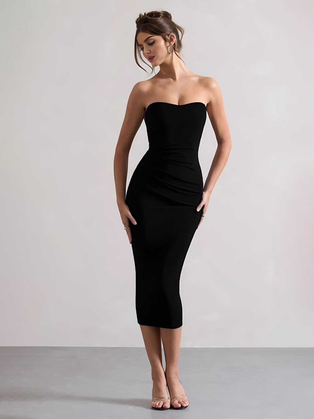 R.Code by The Roadster Life Co. Women Strapless Bandeau Midi Dress