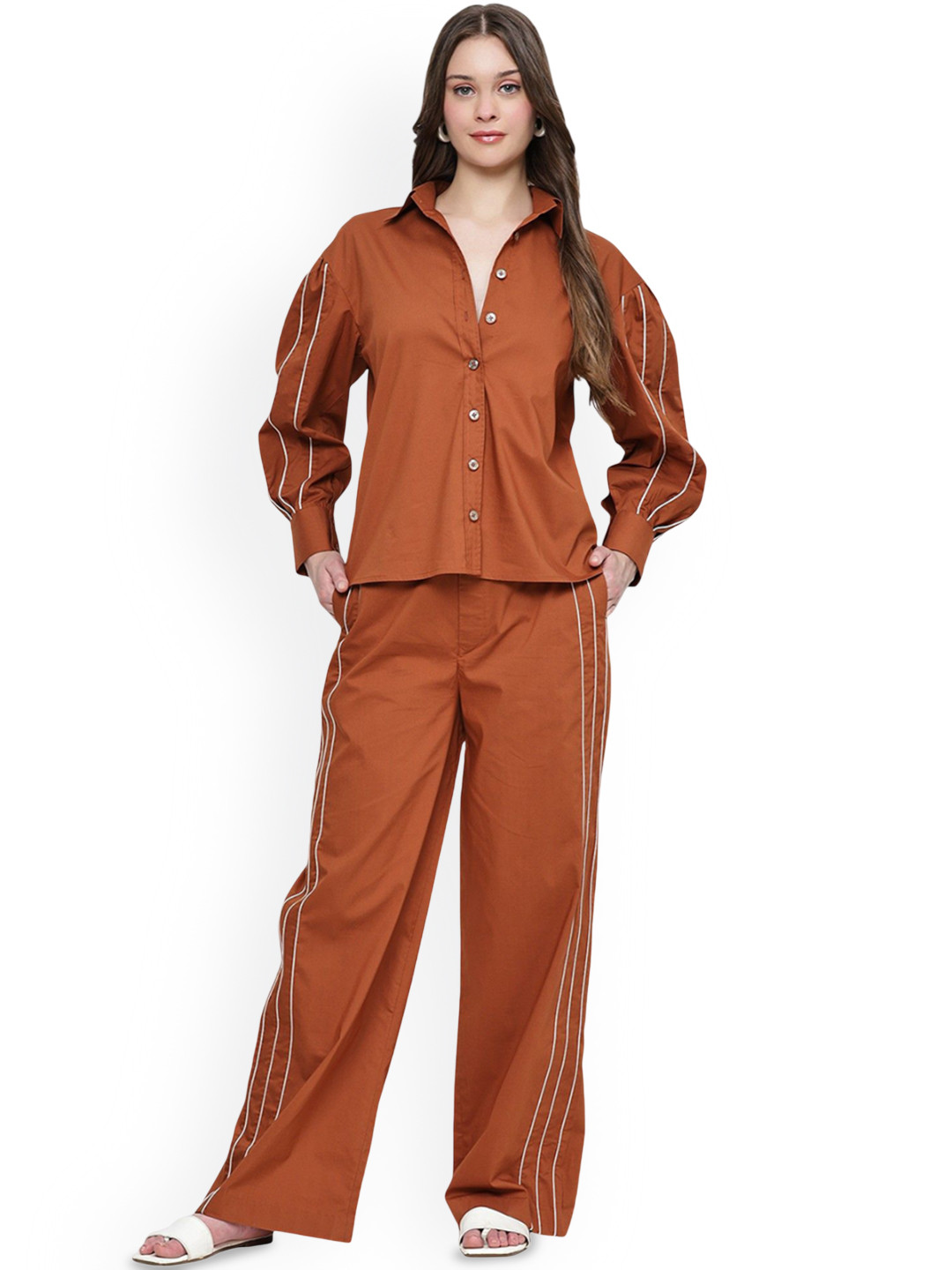 KELIN  Shirt Collar Pure Cotton Shirt With Skirt