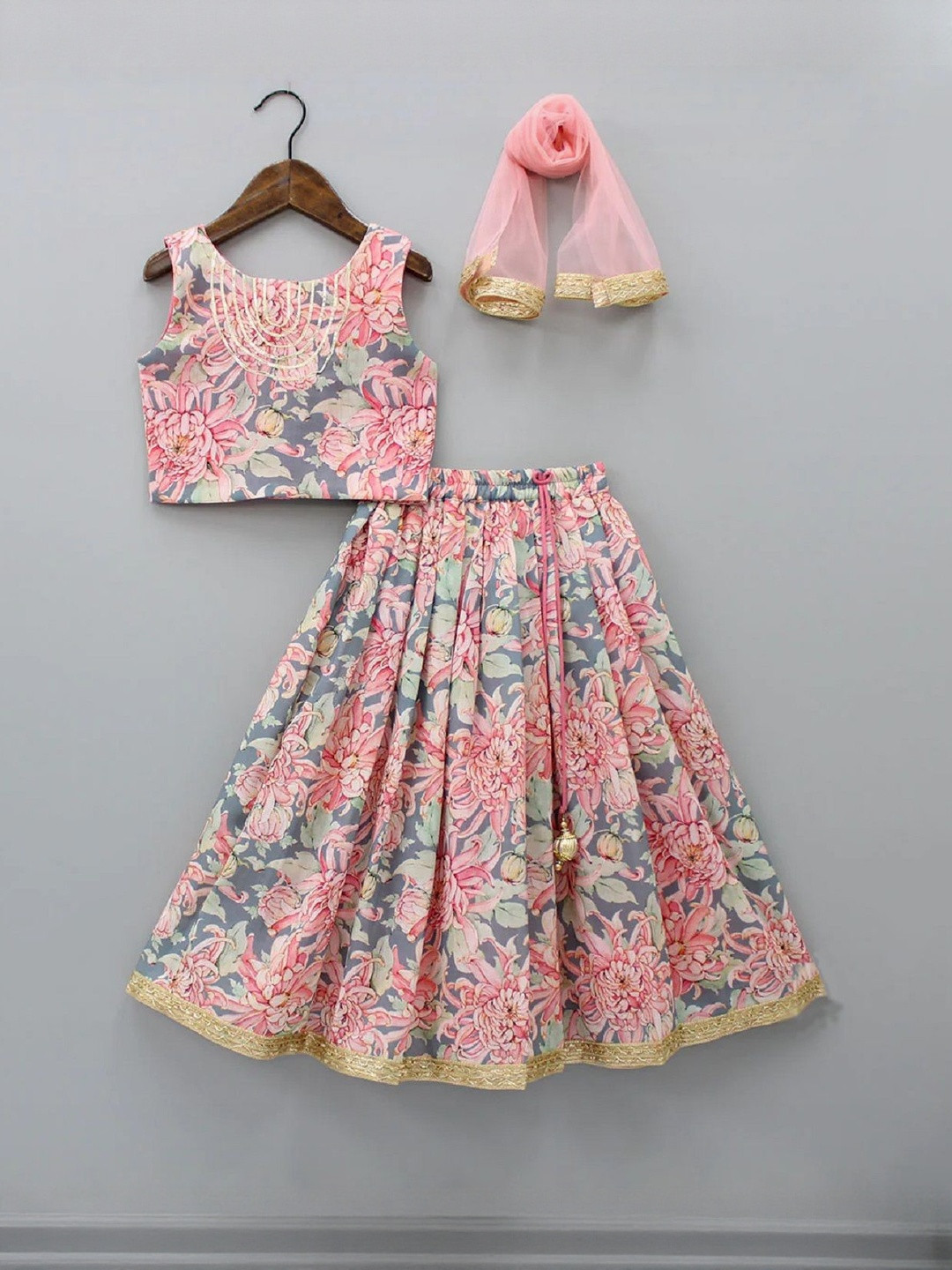 Leons Fab Girls Floral Printed Lehenga & Blouse With Dupatta