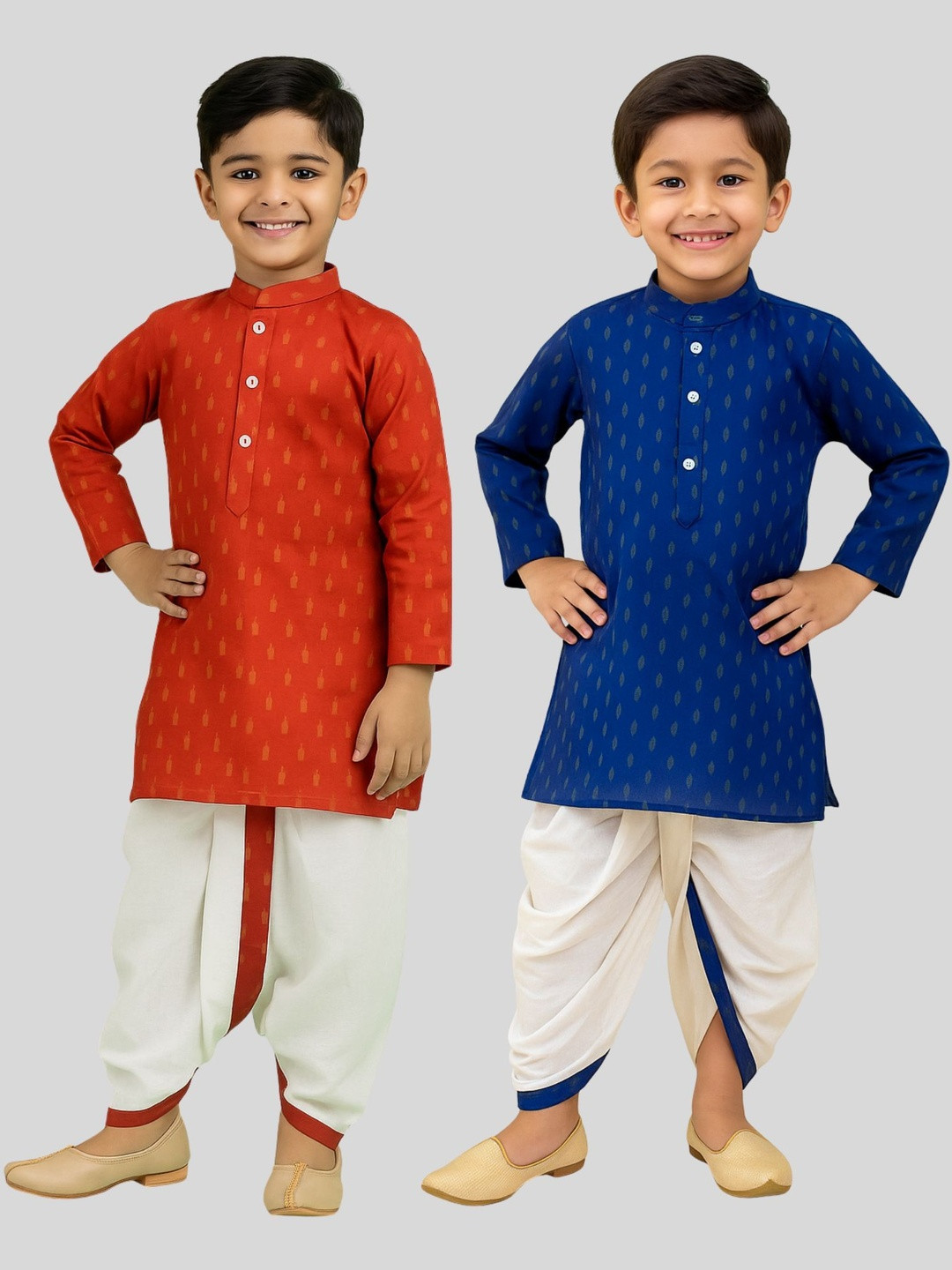 Covetus Boys Thread Work Kurta With Dhoti Pants(Pack Of 2)